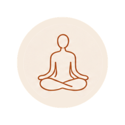 Simple line drawing of a person sitting cross-legged in a meditative pose