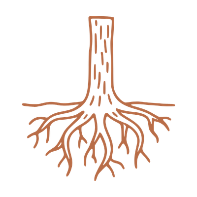 Illustration of a tree with roots showing underground.