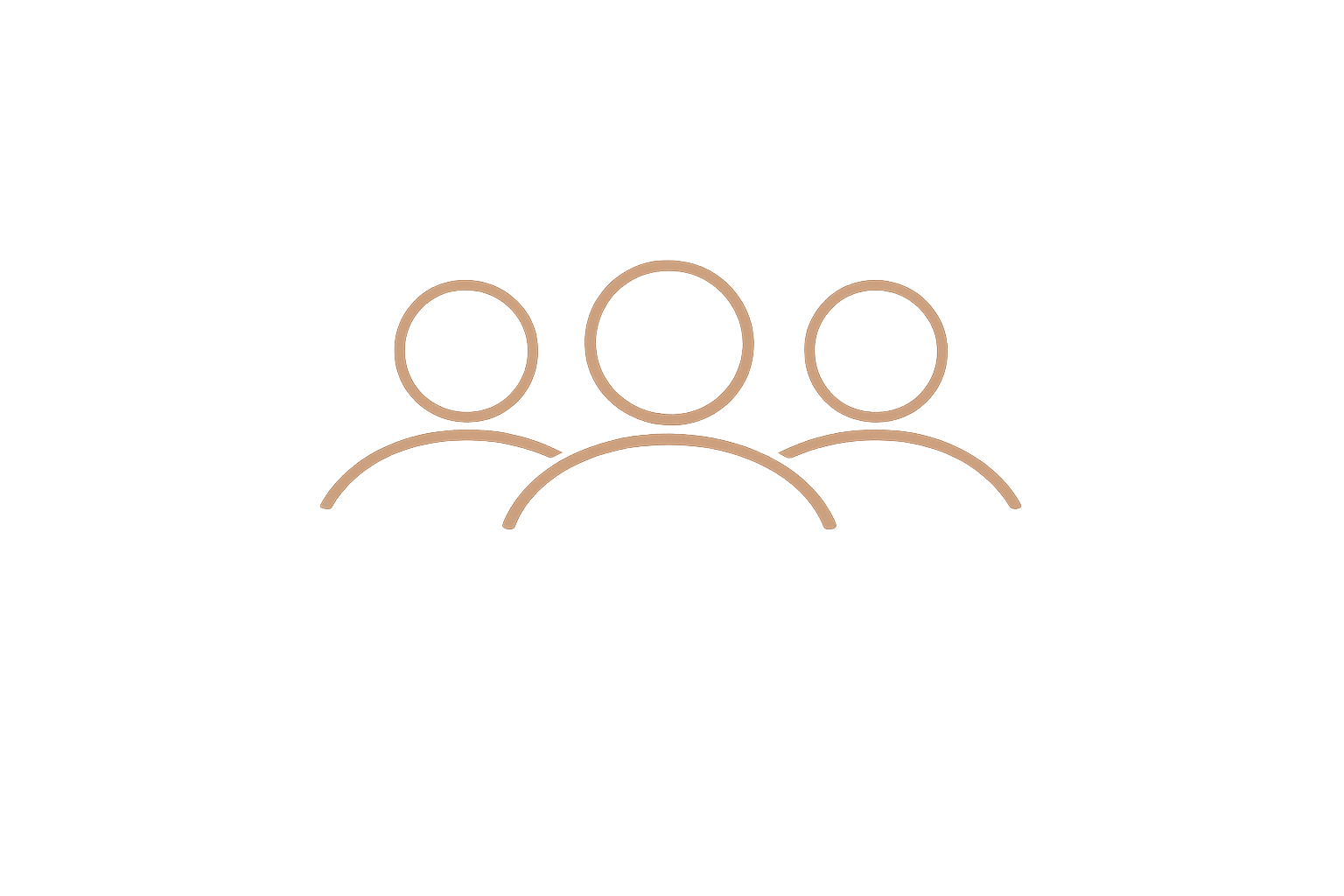 Icon of three stylized human figures with rounded heads and shoulders, in a minimalist line art style, representing a group or community.