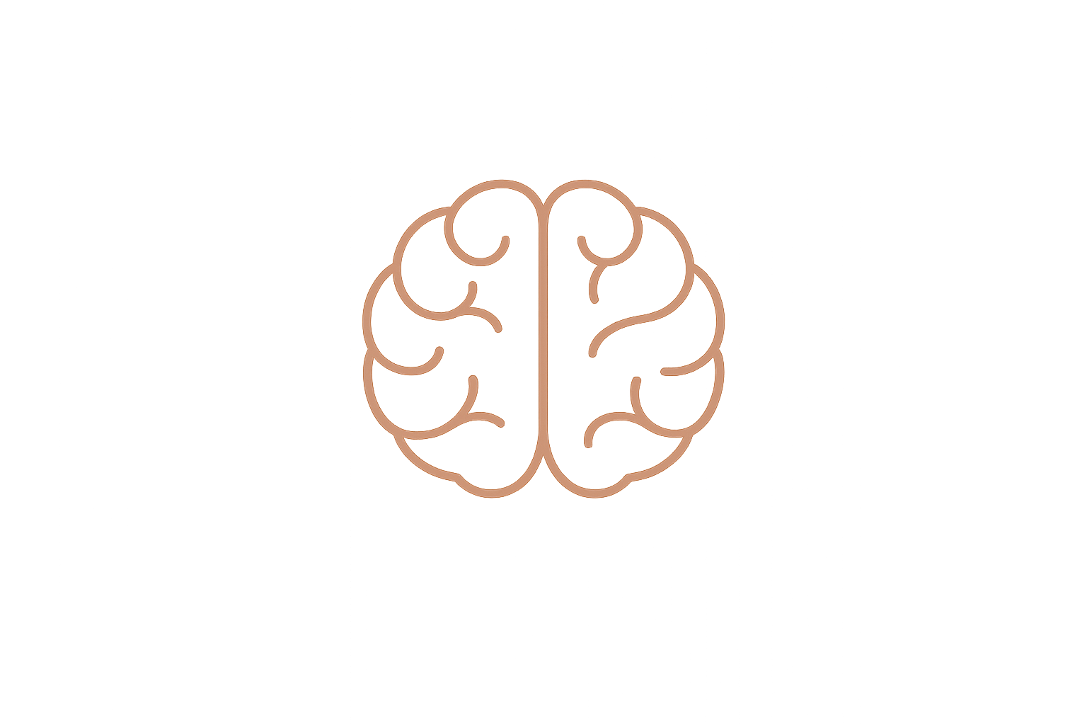 Minimalist illustration of a human brain with a black background.