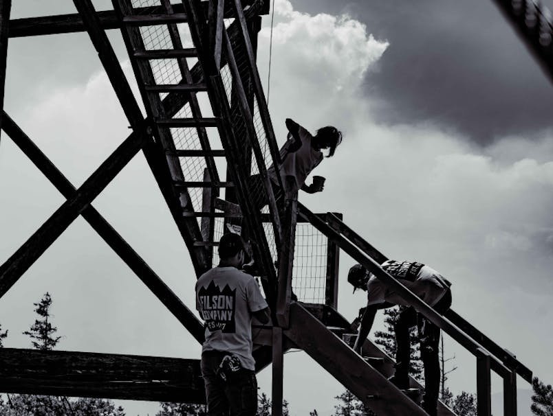 Photo: Will Kutscher, Filson. Volunteers repainting First Butte.