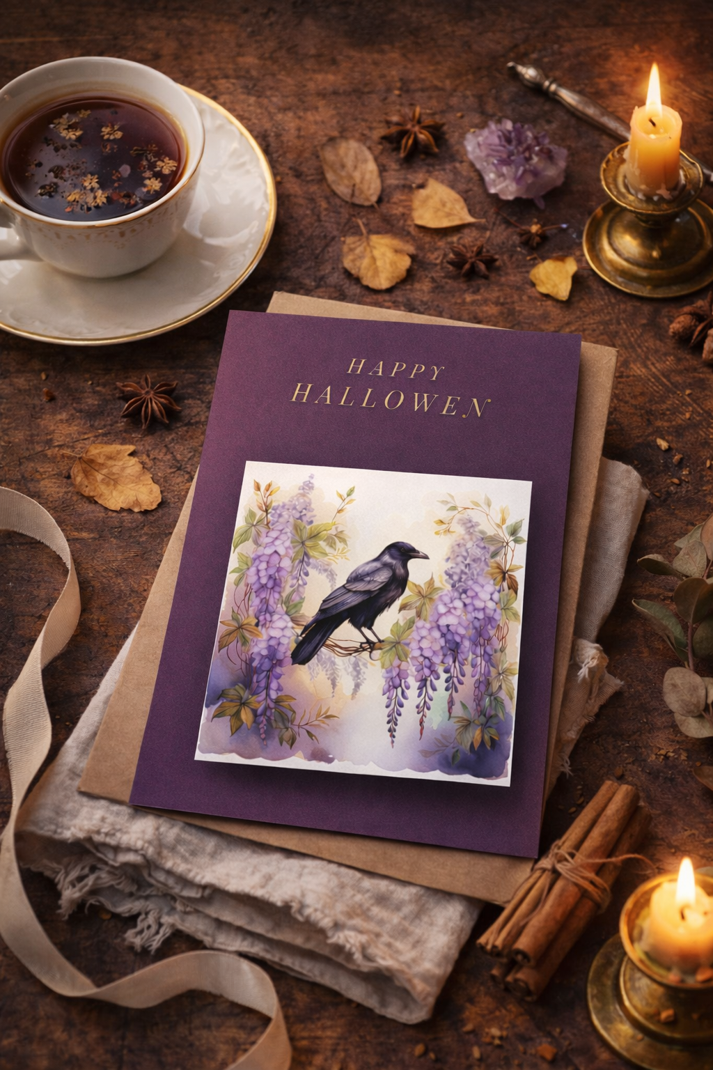 Raven Halloween Card – Wisteria Gothic Keepsake