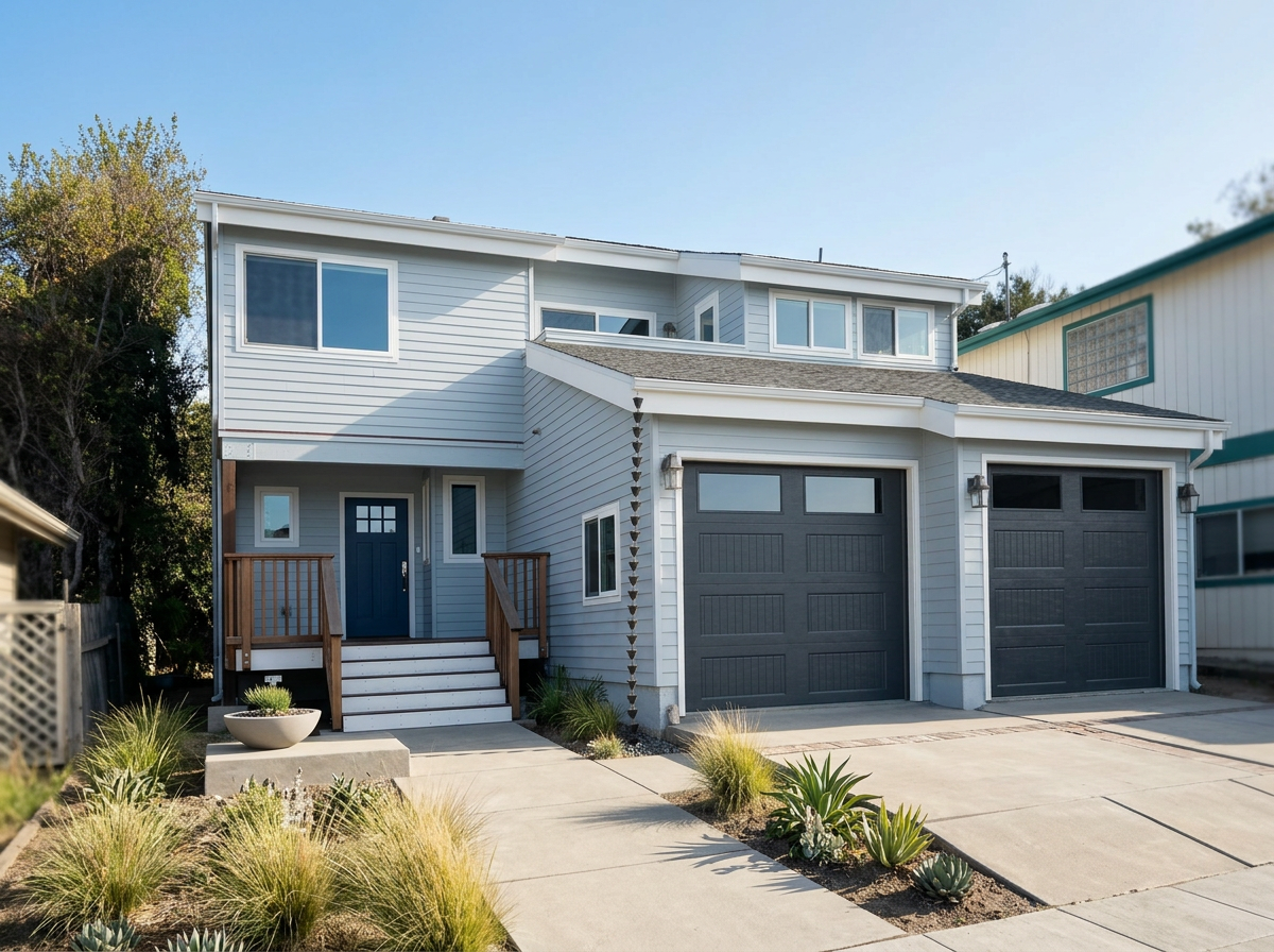 Whole Home Exterior Remodel including new siding, fascia, and front deck and stairs
