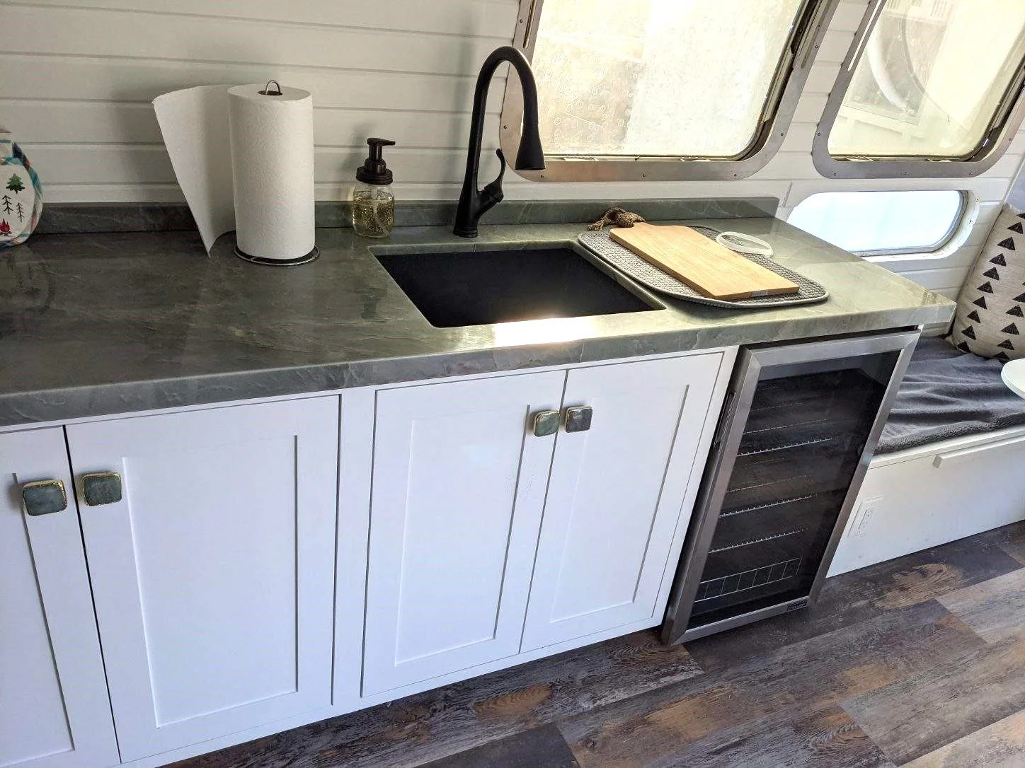 Custom Airstream Remodel. Airstream Renovation Built in Kitchen