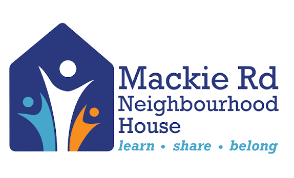 Dark blue house icon with pale blue, white and orange icons that are shaped to look like people with arms upraised