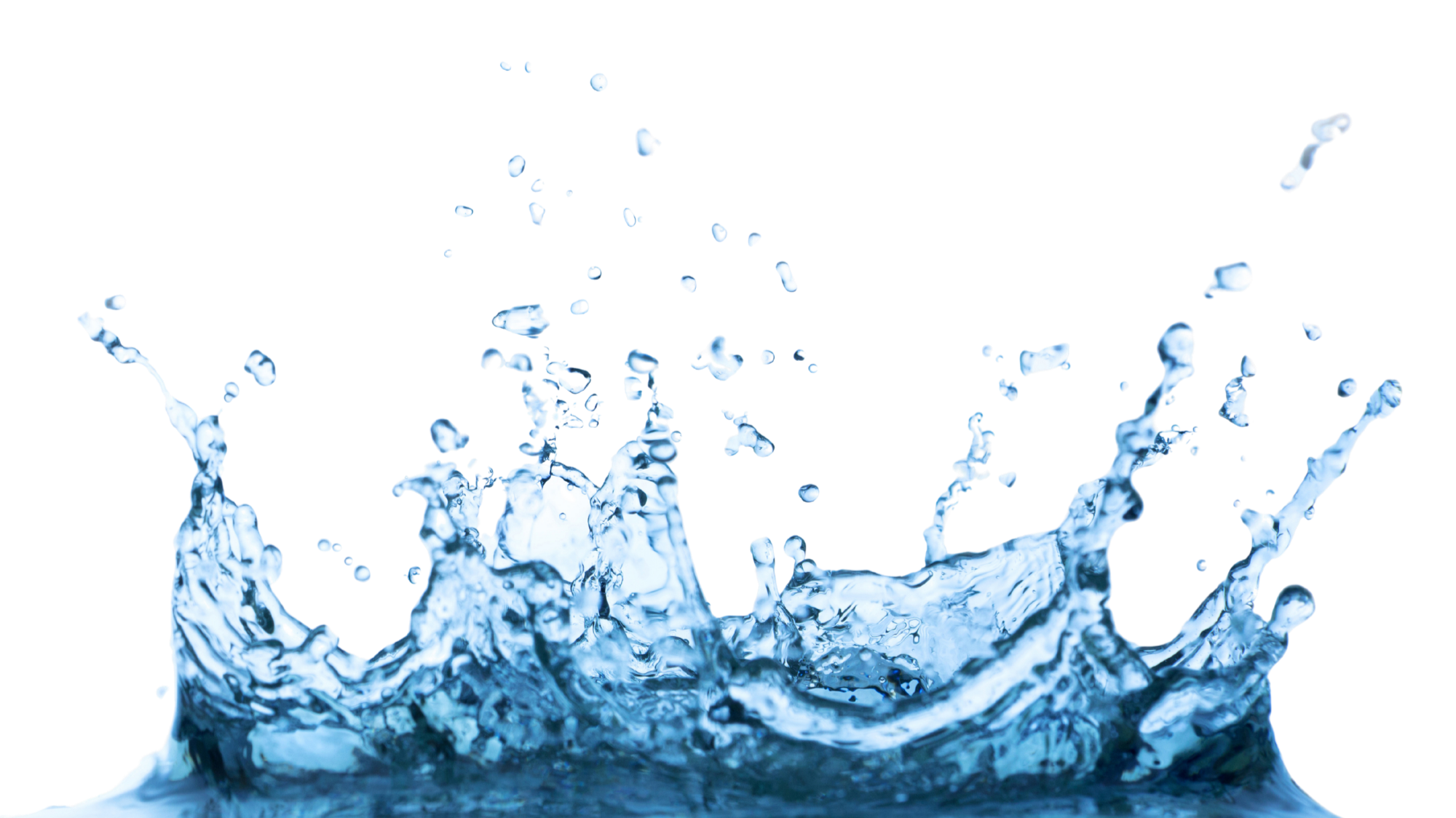 Splash of water with droplets and waves.