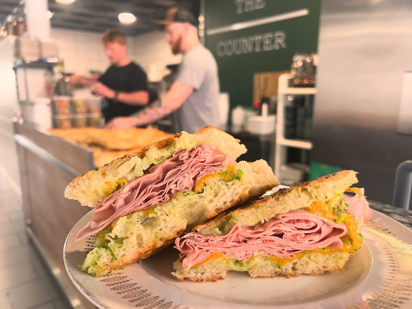 Our take on @anthonybourdain fav Sammy. 
Mortadella on house Foccacia, melted orange cheddar cheese, local garlic scape compound butter, grainy Dijon aioli. On special today 🥪🤤