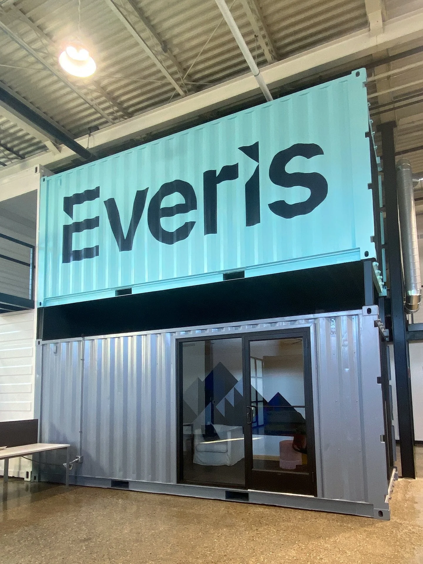 Worked on this big boi 16ft wide handpainted signage at @everismedical this weekend! Painted their fresh new logo on these incredible container offices! They have truly the coolest workplace + love how they appreciate creativity and push for handcraf