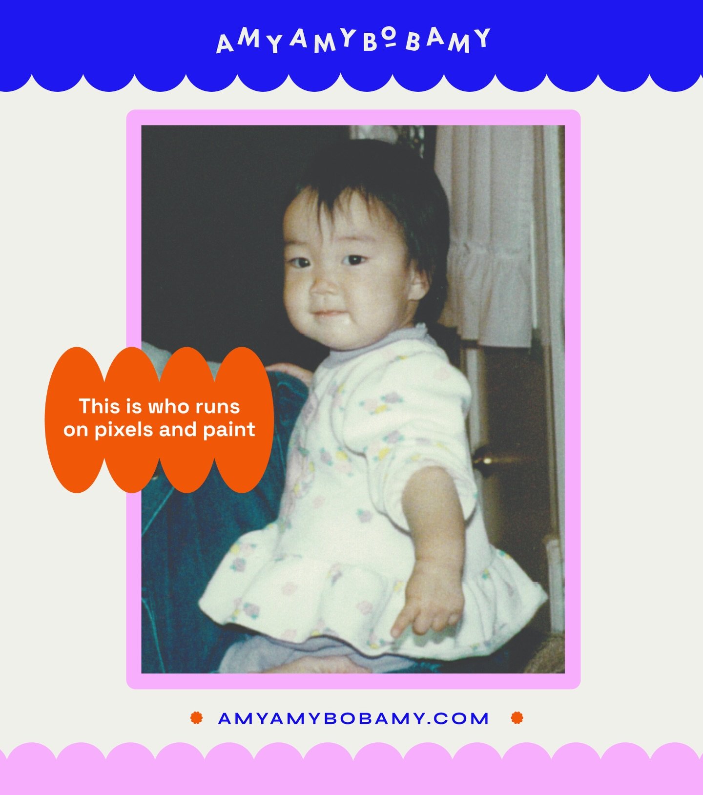 Hi, I&rsquo;m Amy!
Amy Amy Bo Bamy, if we&rsquo;re being official.

Senior Design Director by day.
Mural painter + sign painting enthusiast whenever possible.
Graphic design 4 ever.

I&rsquo;m a mom of two + I married up.

You can find me watching pu