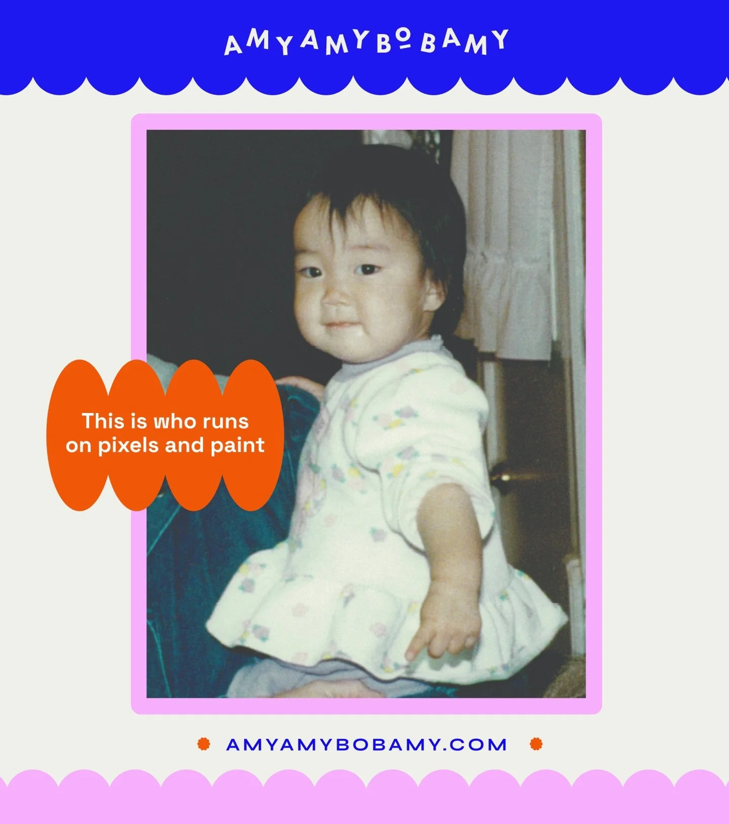 Hi, I&rsquo;m Amy!
Amy Amy Bo Bamy, if we&rsquo;re being official.

Senior Design Director by day.
Mural painter + sign painting enthusiast whenever possible.
Graphic design 4 ever.

I&rsquo;m a mom of two + I married up.

You can find me watching pu