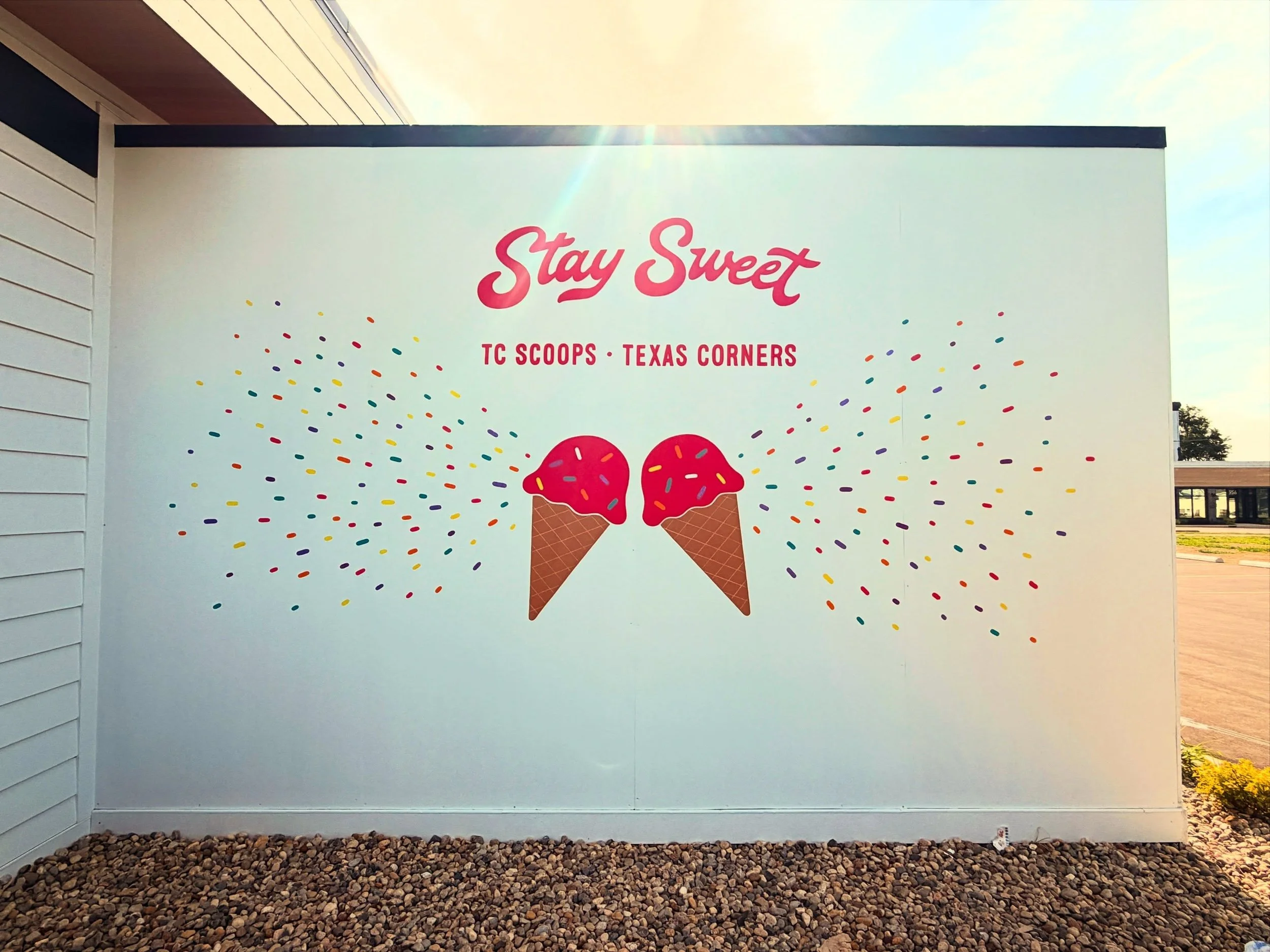 So grateful to Jess + Roy at @tcscoops for trusting me with their walls &mdash; twice &mdash; at their new ice cream shop. This place is as cute as it gets and I&rsquo;m just really happy my work gets to live here. Go get a scoop or two!🍦🌈