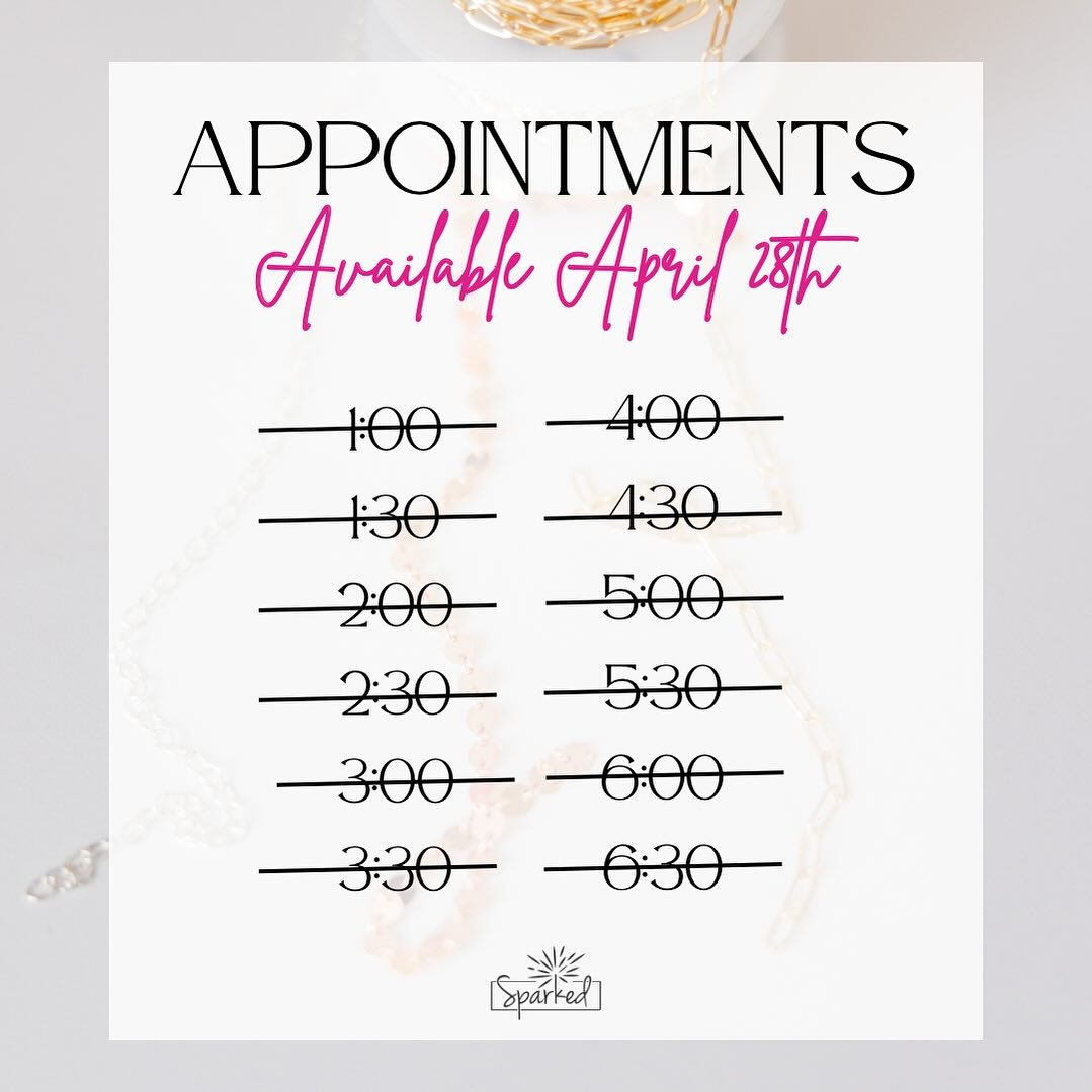 All appointments on Sunday are booked. I will be posting May appointment dates soon.