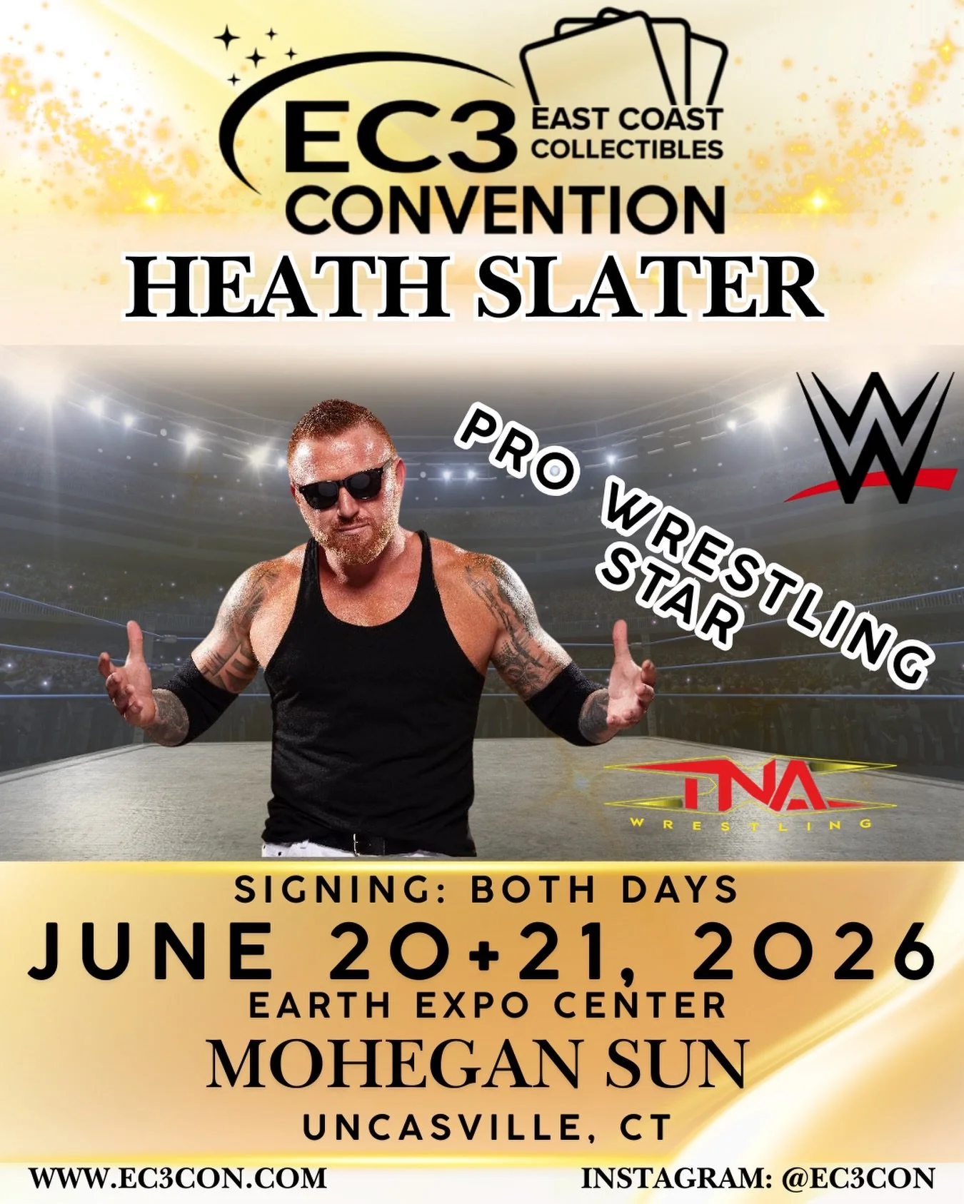 He&rsquo;s got kids! The man most famously known to WWE fans as Heath Slater will be at EC3CON on Father&rsquo;s Day Weekend, June 20+21,2026!
Heath has been in the business for many years. A former rookie on NXT Season 1, the One Man Southern Rock B
