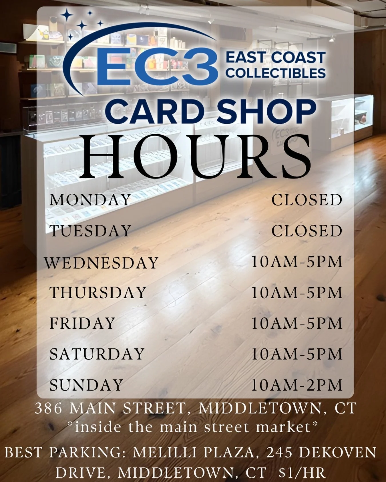 Just a friendly reminder of our shop hours! 👋  For some reason the hours on our Apple Maps business page is incorrect and it&rsquo;ll take a couple days to update

Stop by to browse singles, sealed wax, slabs, supplies, and more. Whether you&rsquo;r