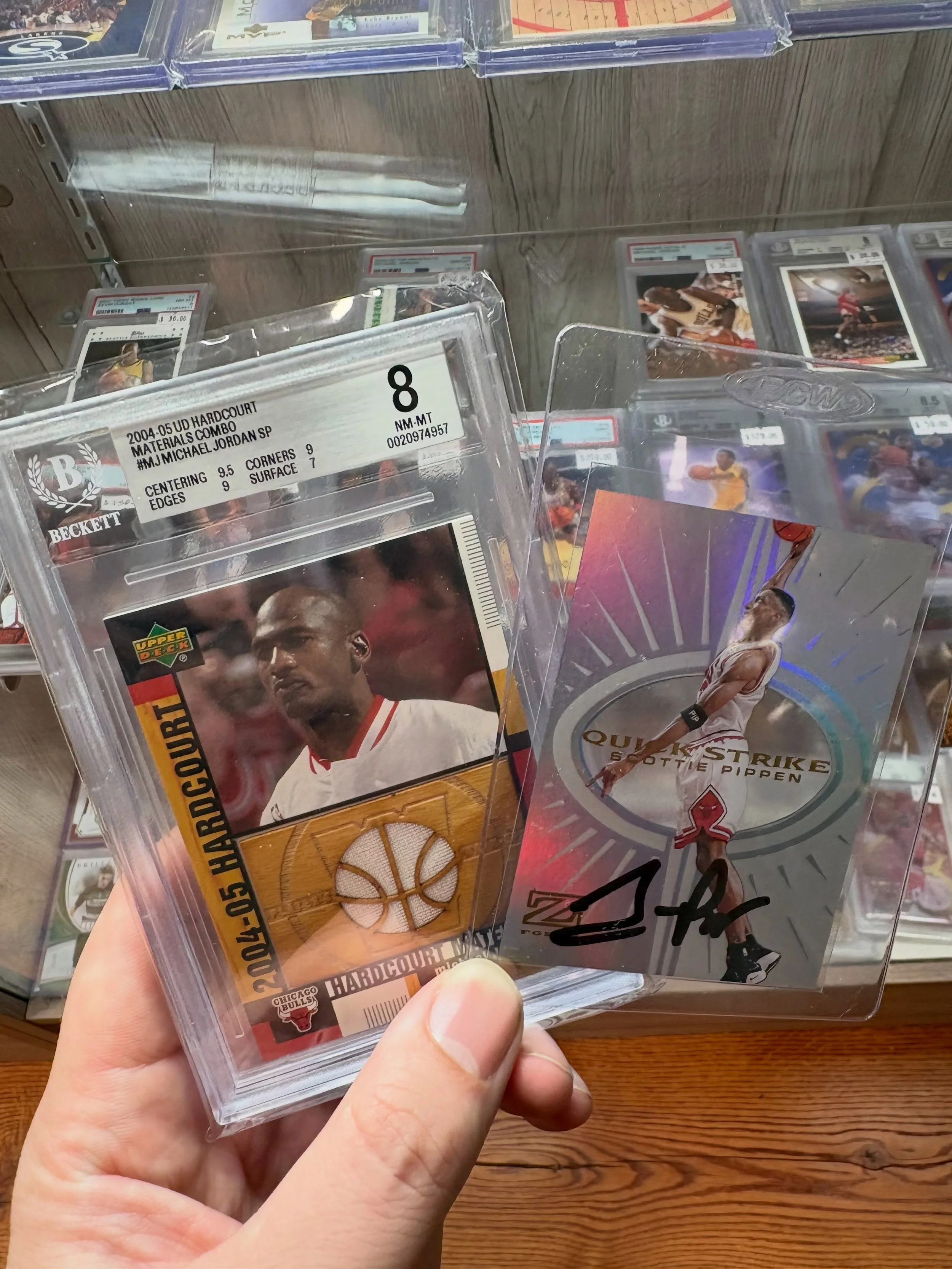 Two of my PC Cards 

Which would you rather have? The pack pulled Jordan patch OR the quick strike in person (IP) auto of Scottie!

#goat #jordan #pippen #bulls #sportscards