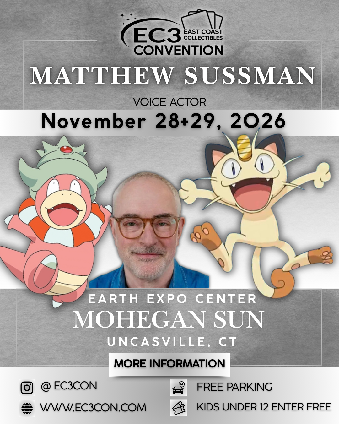 Card Show, TCG, Pokemon, Voice Actor Matthew Sussman, Mohegan Sun, CT November 28 and 29, 2026