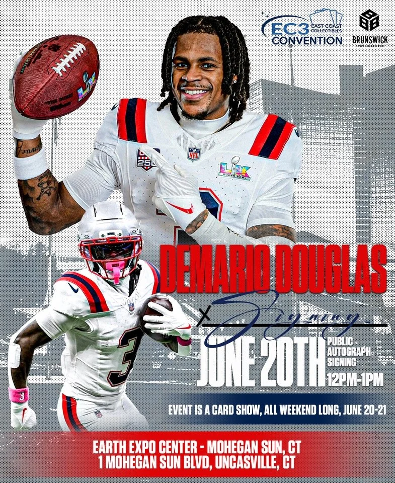 DeMario Douglas, new england patriot, signging, card show, mohegan sun CT event