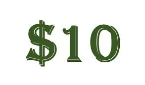 Green dollar sign and the number 10
