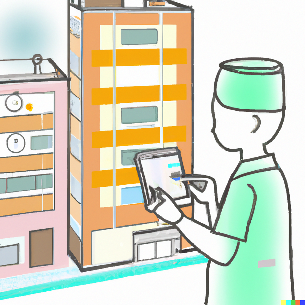 Healthcare worker in front of a window scheduling.