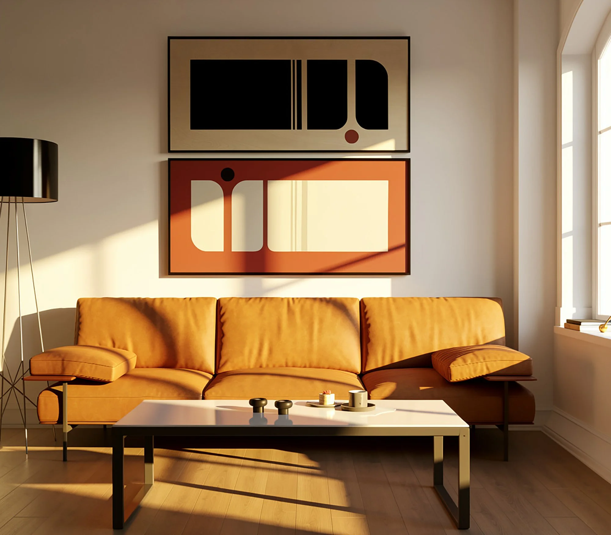 Minimalist living room with a leather sofa-Golden Hour.jpg