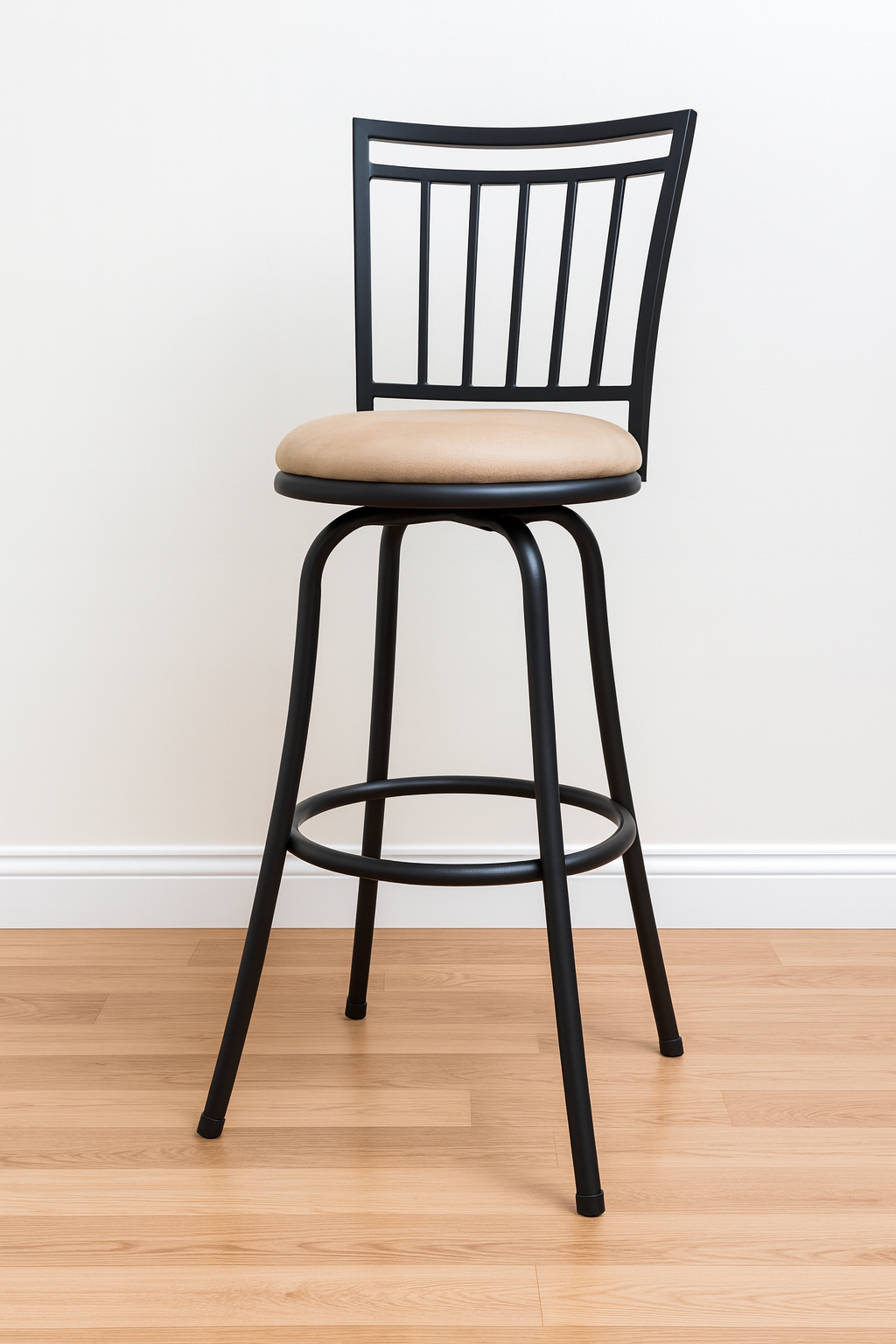 Black Metal Bar Stool with Padded Seat