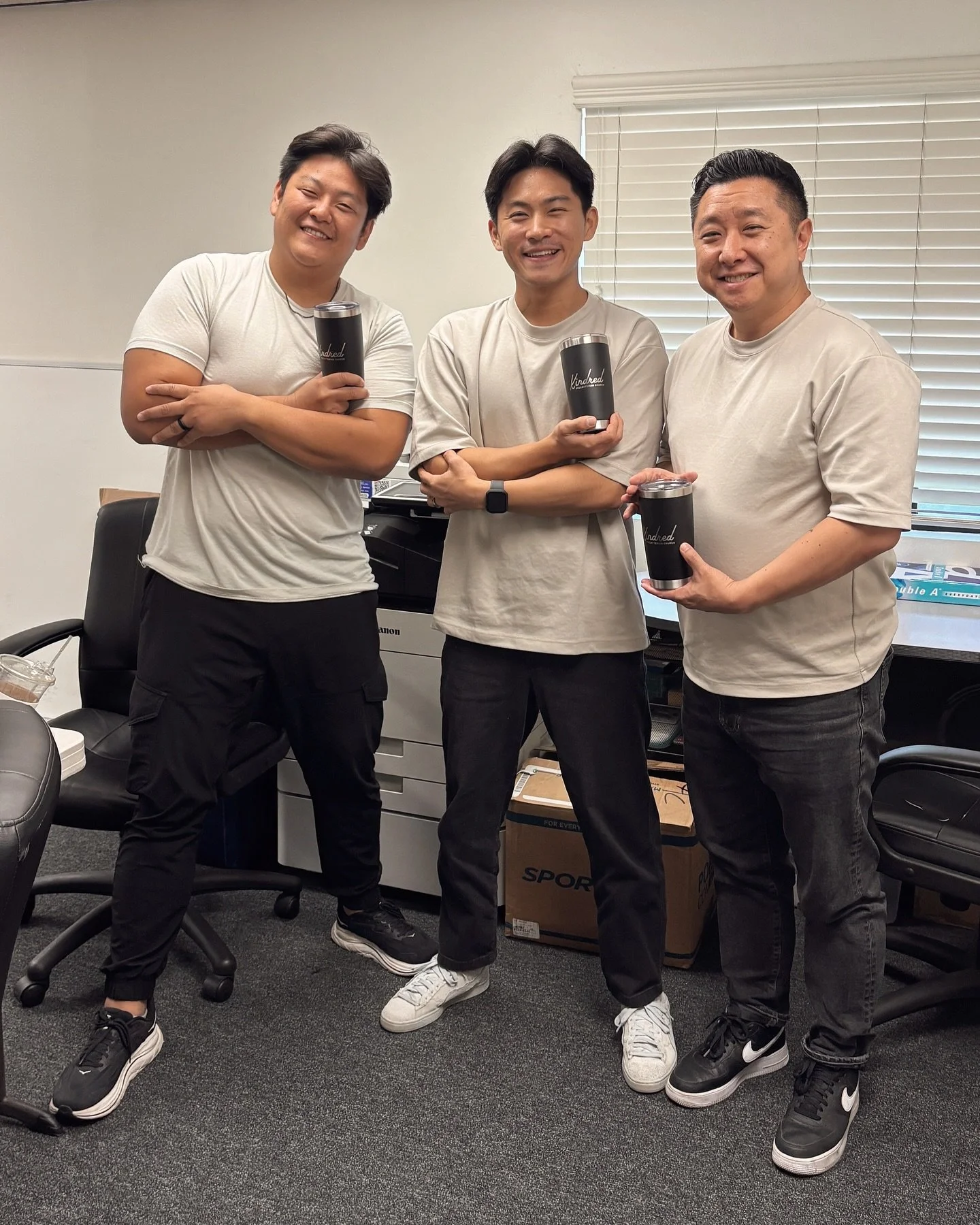 October is Pastor’s Appreciation Month, and we are SO blessed by our pastors at Kindred! We thank God for how you shepherd, lead, love, and pray for our church. Here they are posing with their new Kindred coffee tumblers ✨!
Send our pastors, D