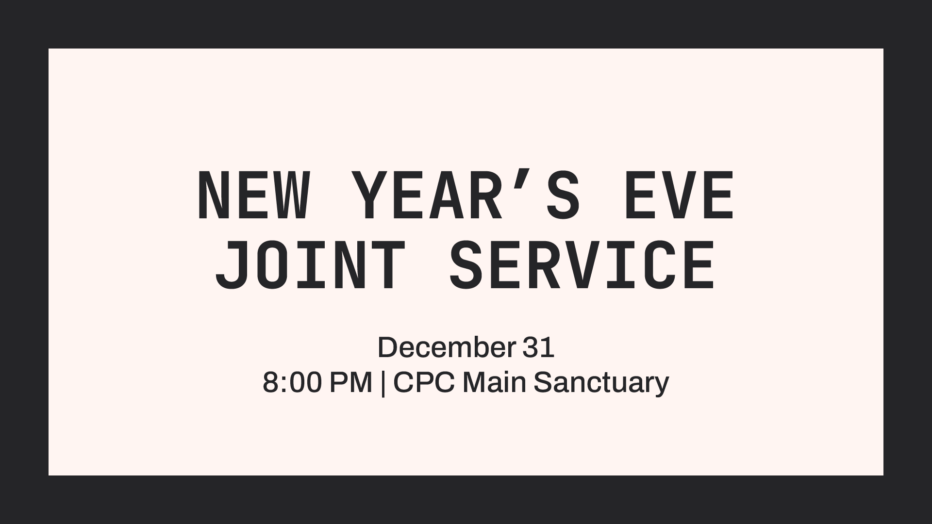 New Year’s Eve Joint Service