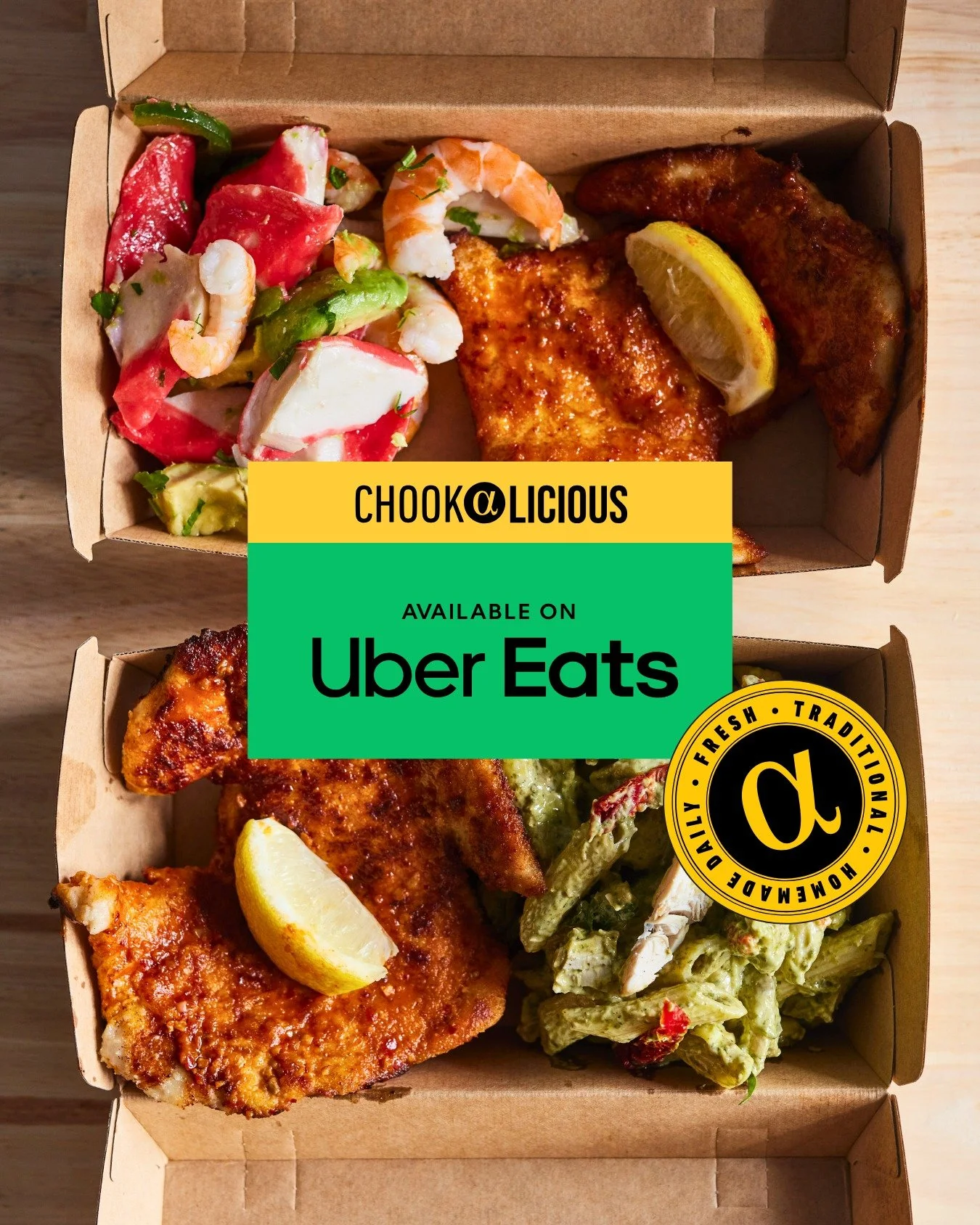 Peri-Peri chicken, two ways. 😏 Salad squad or pasta gang - who are you picking? Available now on Uber Eats! 🚗💨 #ChookOnTheGo #Chookalicious #UberEats