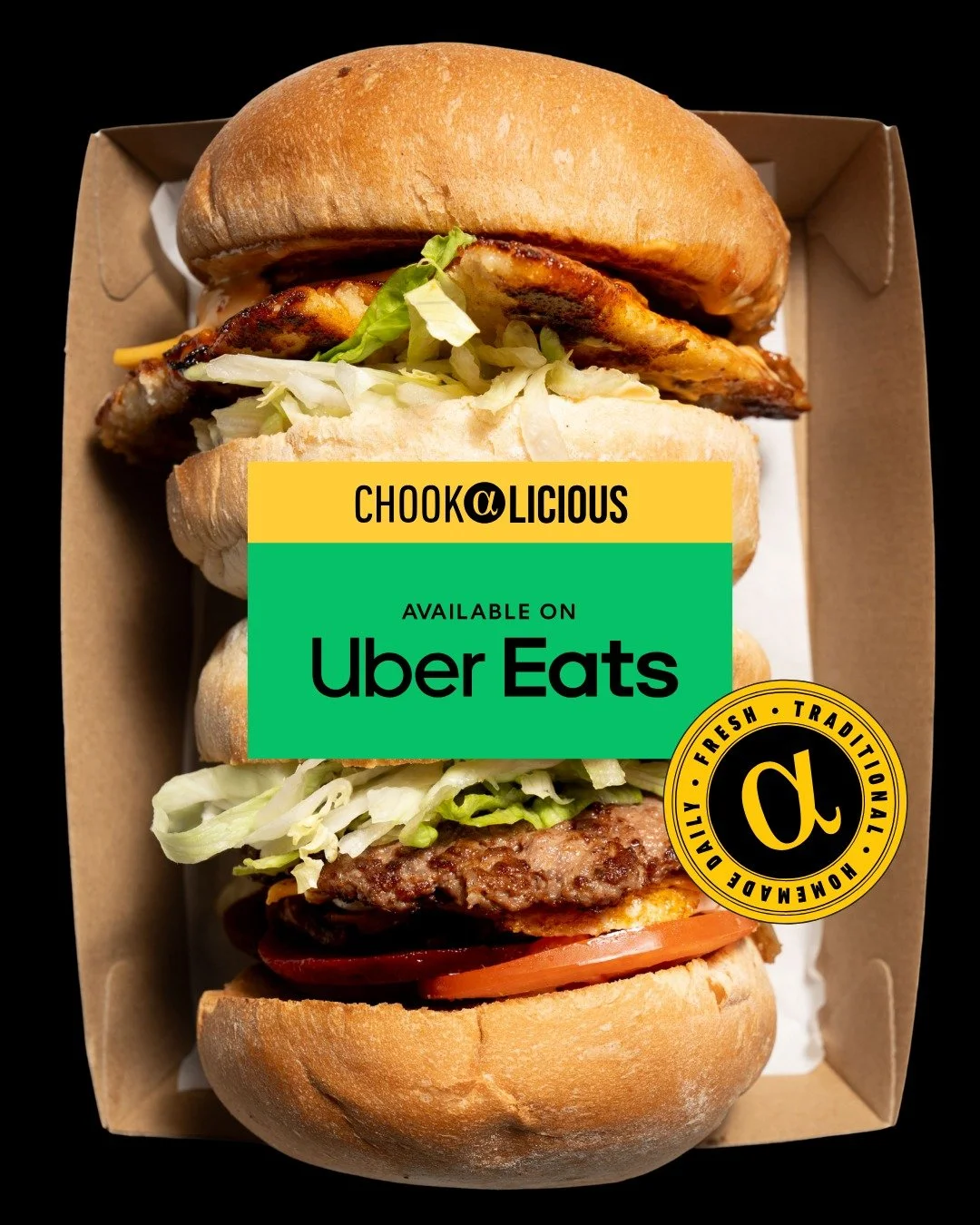 📲 Saturday In or Out? Chookalicious Has You Covered! 🐔💛

Whether you&rsquo;re kicking back on the couch or out and about, you can get your Chook fix your way &mdash; because we&rsquo;re now on Uber Eats!

Craving a chicken roll in your PJs? Need a