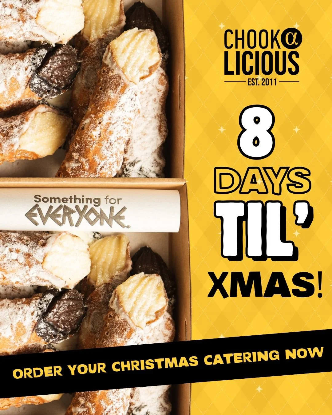 🎄 Only 8 Days &lsquo;Til Christmas! 🎄

Let&rsquo;s talk about the sweetest way to finish your Chookmas Feast&hellip;
✨ Traditional Cannoli ✨

 Crispy, golden pastry filled with smooth, creamy goodness &mdash; it&rsquo;s the perfect festive finale t