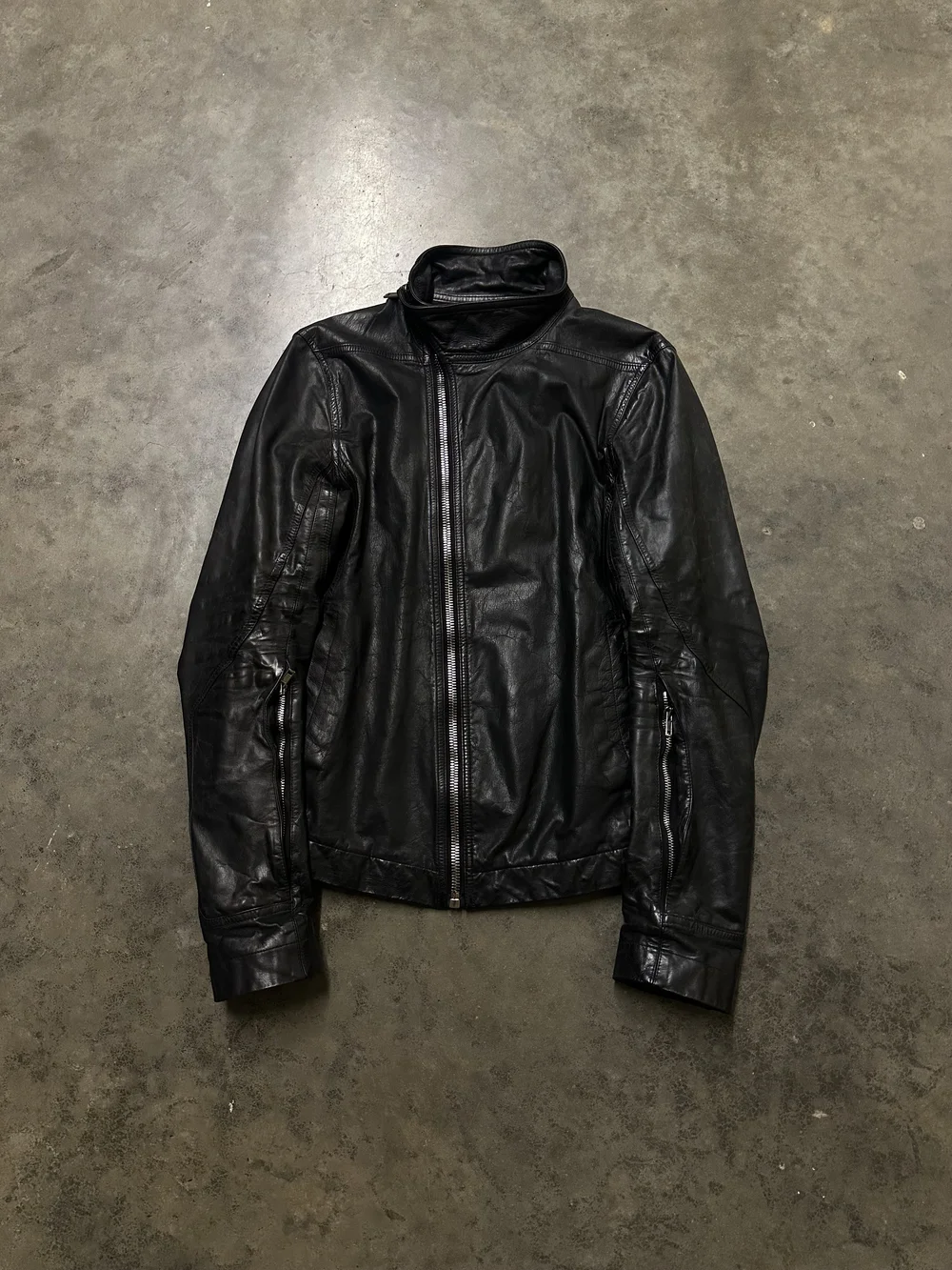 Rick Owens Mollino Washed Lamb Leather Jacket - 48 — FROM