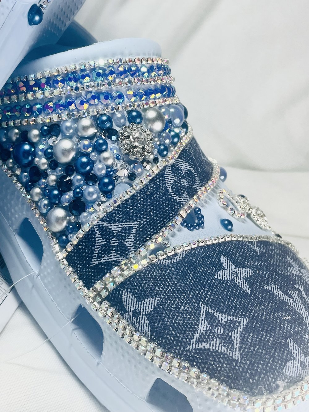 Blue Denim Custom Croc CLOGS - Women's Size 10 — Every Bling Is Possible