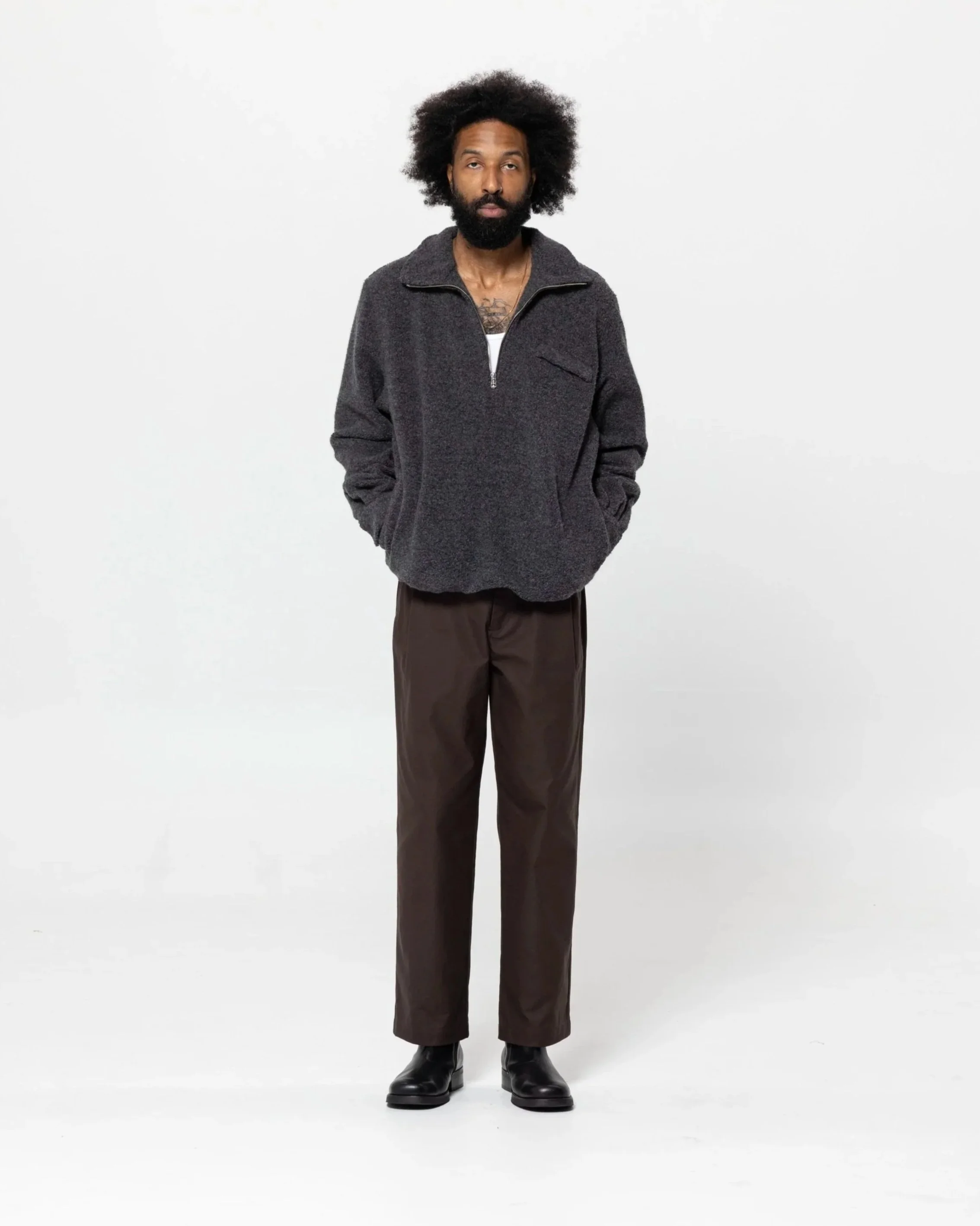 TRAVELER POCKET HALF-ZIP [DARK GREY] — ROUGH—DRAFT®