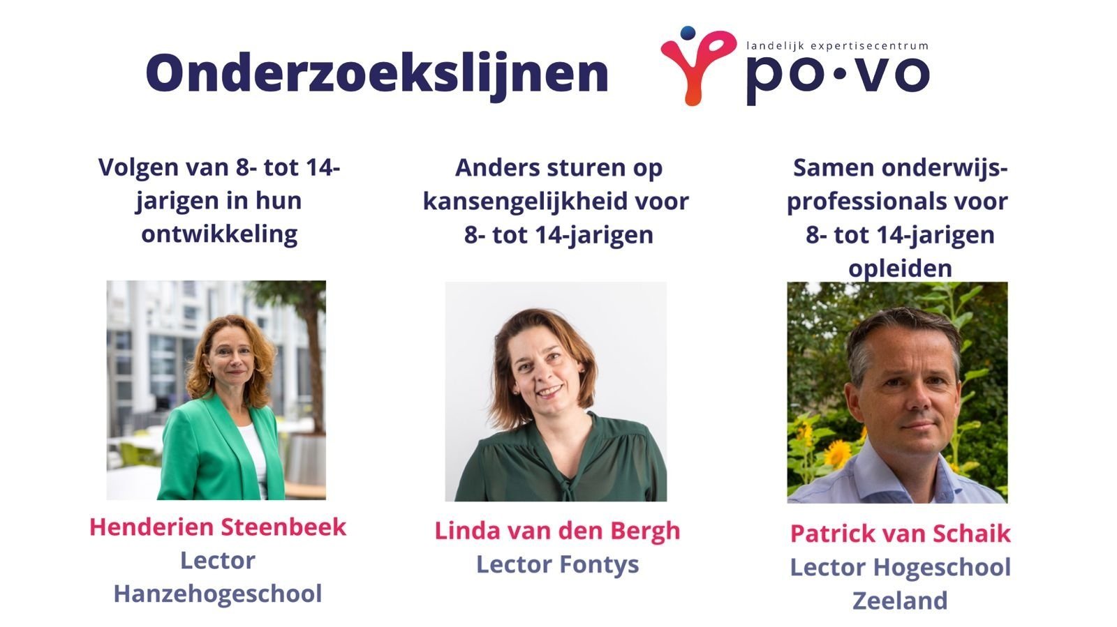 Drie onderzoekslijnen binnen LEPOVO en de betrokken lectoren