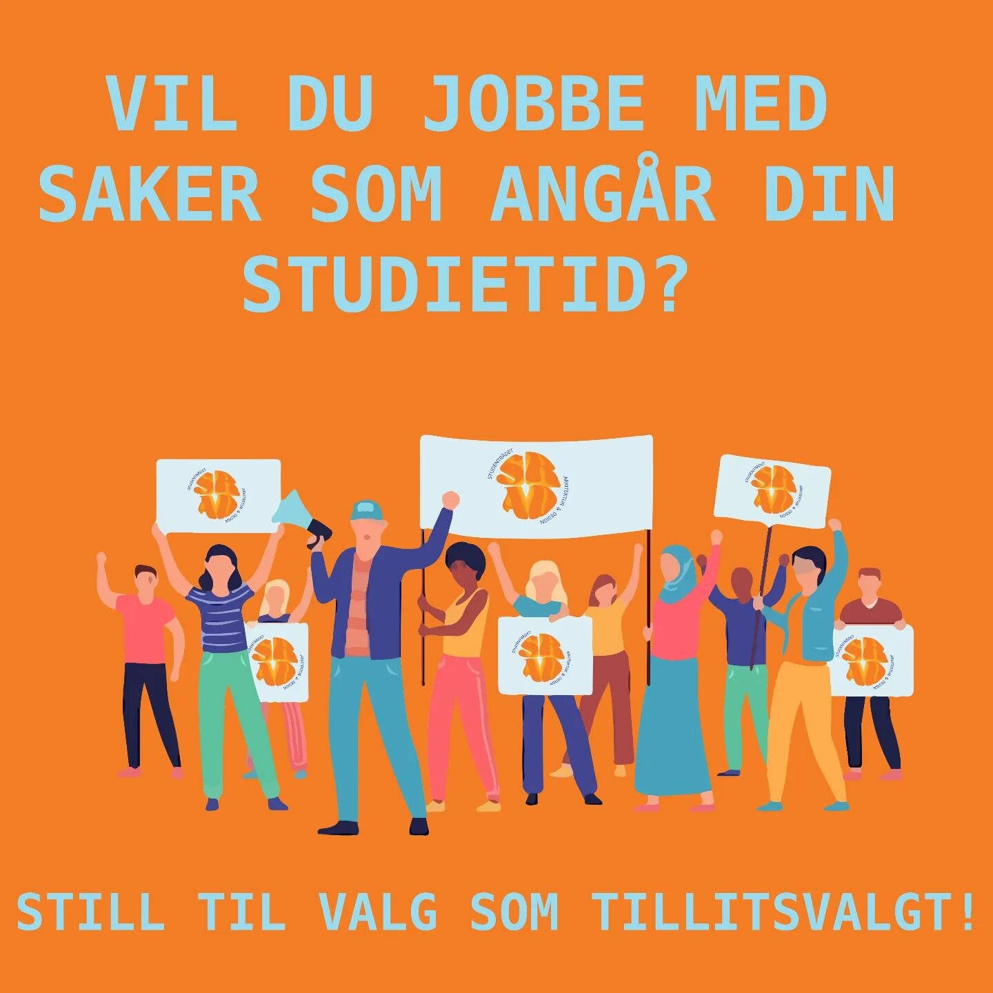 Fristen for &aring; stille som tillitsvalgt i Studentr&aring;det AD g&aring;r ut i dag! Link til kandidatskjema ligger i bioen, grip sjansen til &aring; f&aring; tidenes beste og mest meningsfylte deltidsjobb🧡🩵