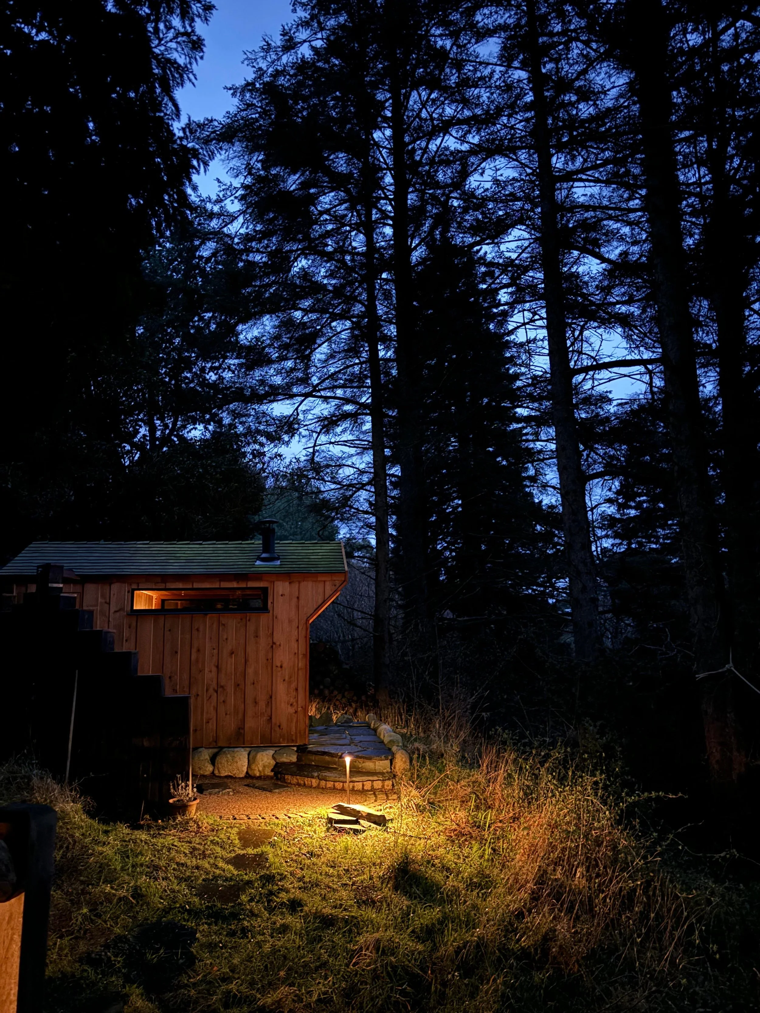 Twilight Sauna experience at the Forest Spa on Enniskeen Estate in Ireland.