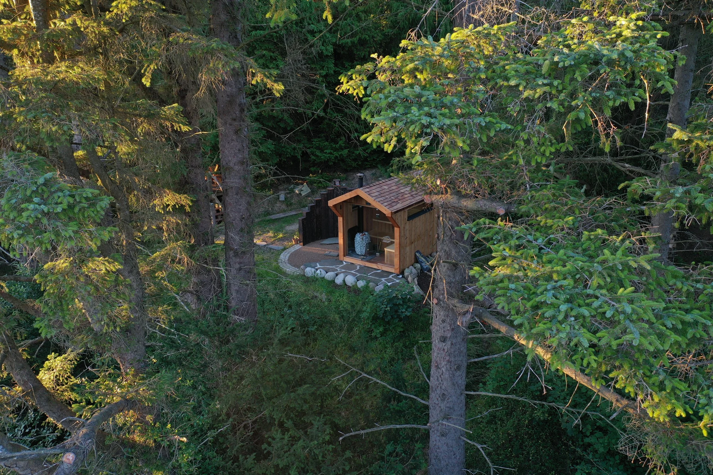 sauna nestled in the forest at day spa