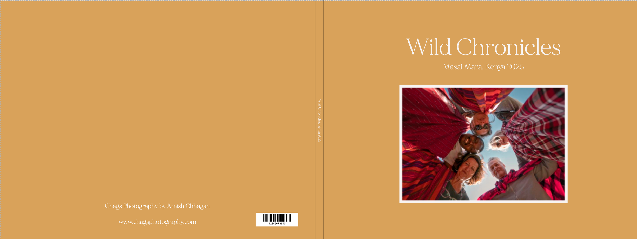 Book cover titled 'Wild Chronicles' with a photo of a group of people dressed in colorful, patterned clothing, gathered in a circle and leaning in towards the camera.