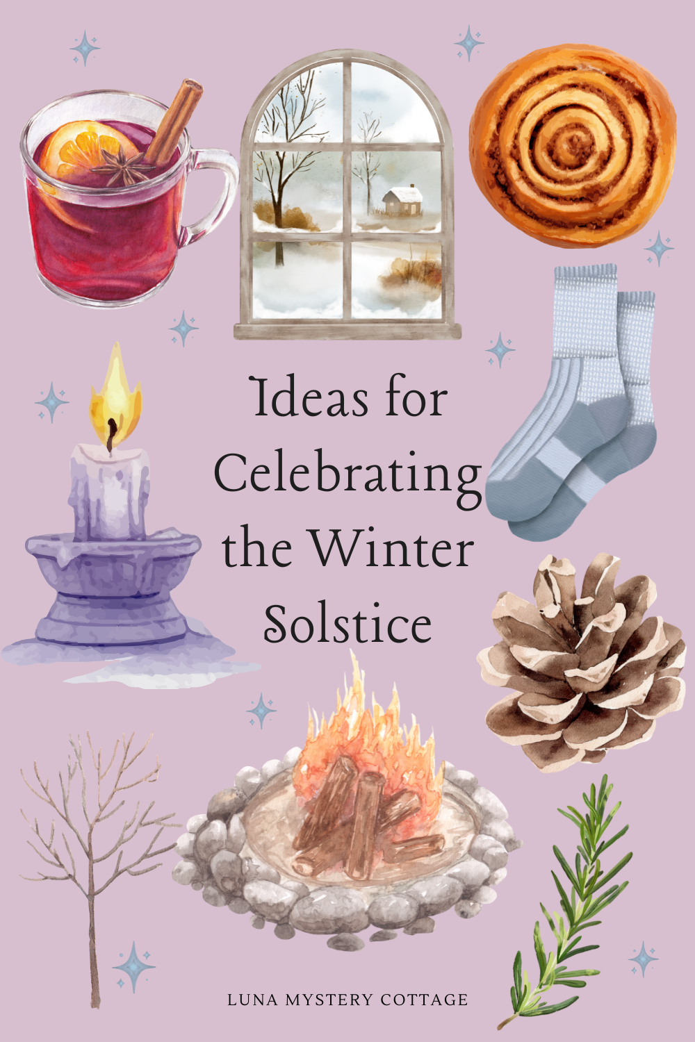 Celebrating the winter solstice collage at Luna Mystery Cottage