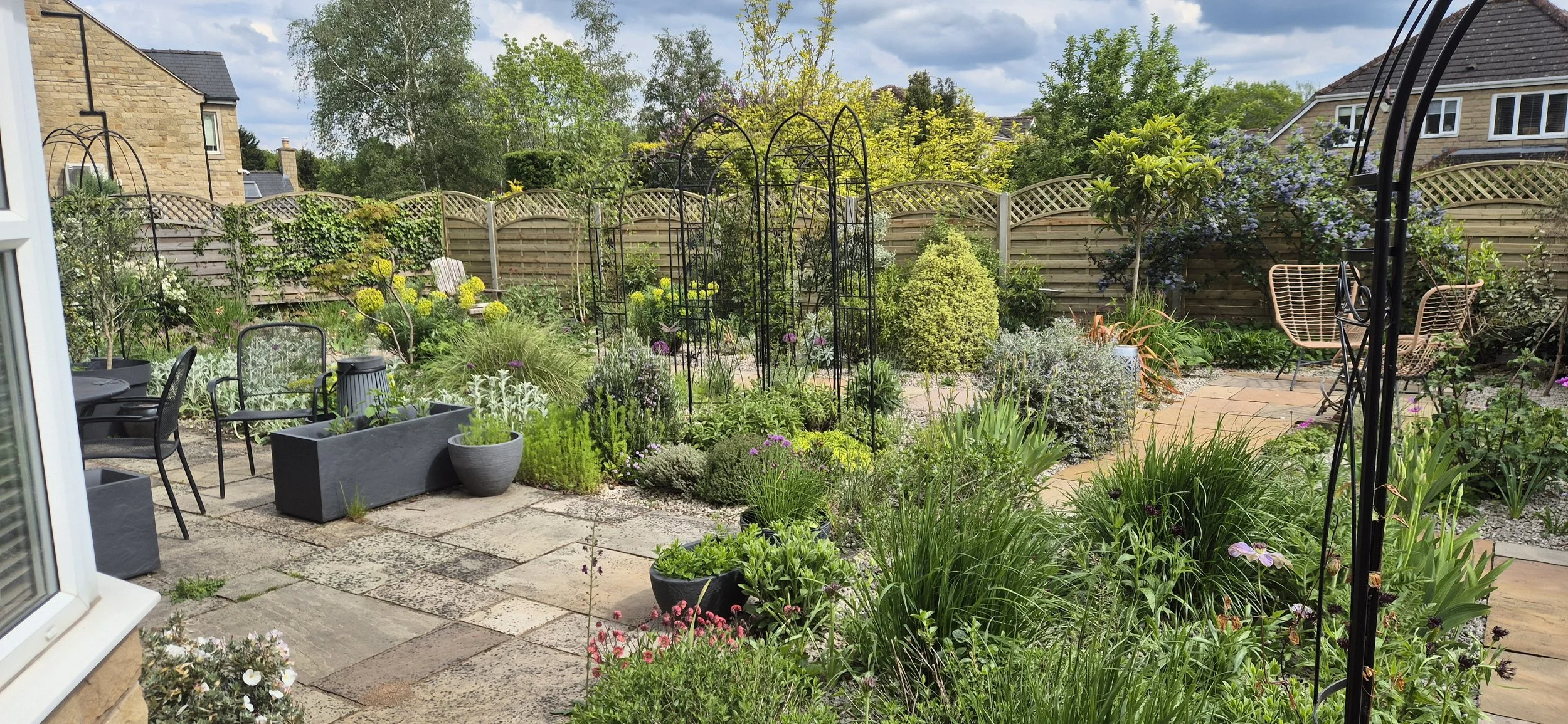 Arch top Square horizontal panels in concrete posts with 6inch gravel boards. Chesterfield