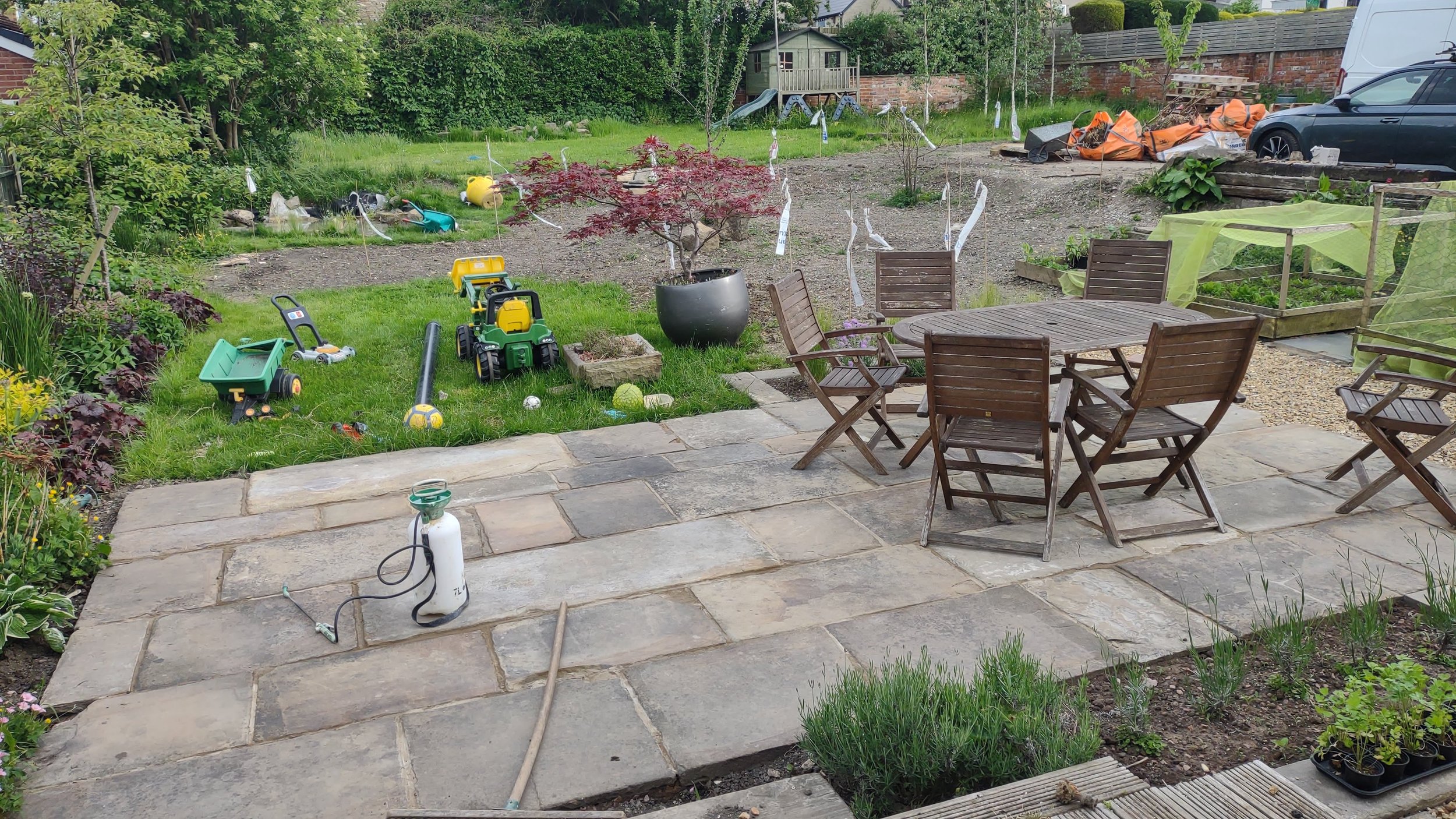 Yorkstone patio and planters Norton Lees Sheffield