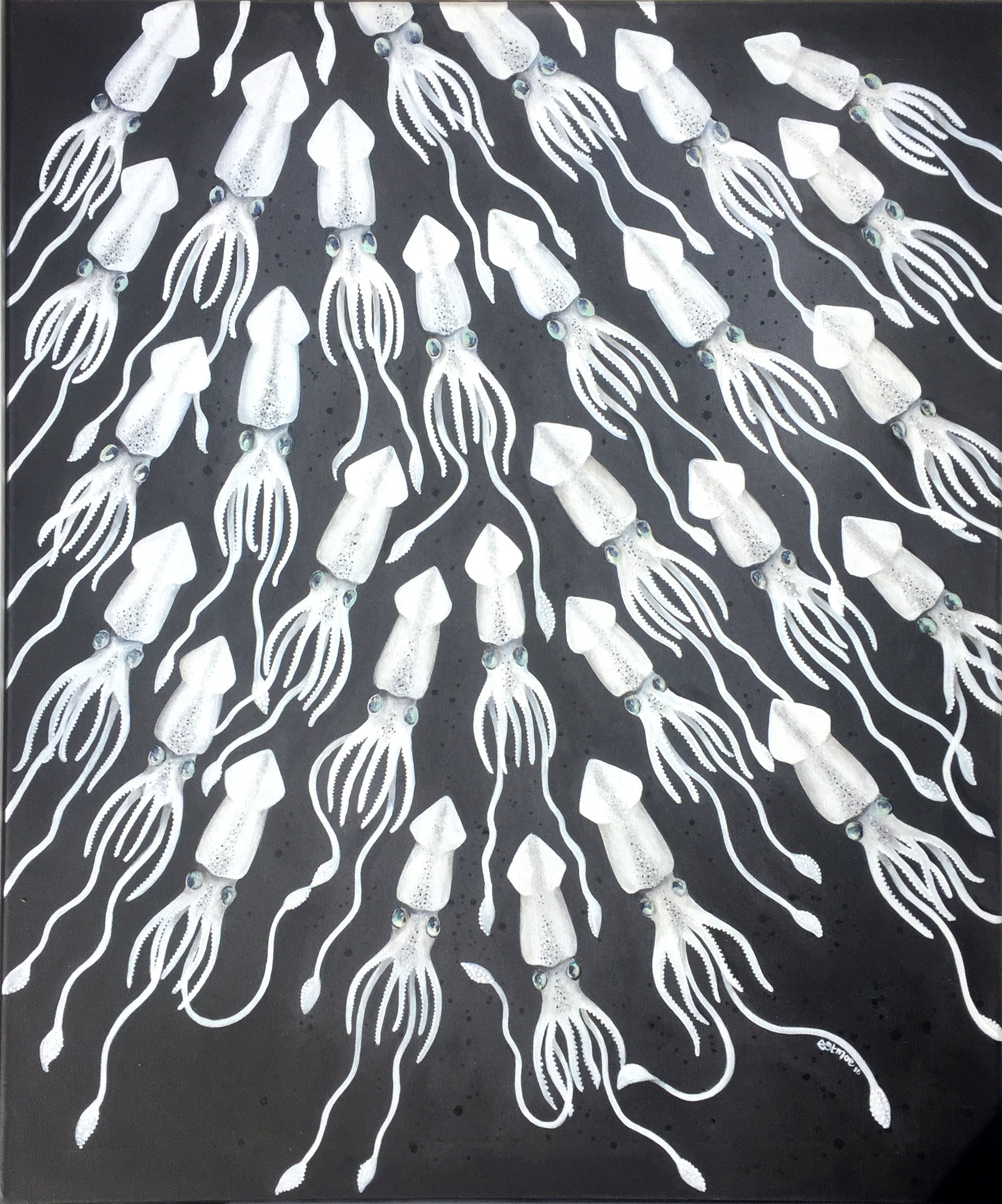 CALAMARES EN SU TINTA. Acrylic on canvas. SOLD