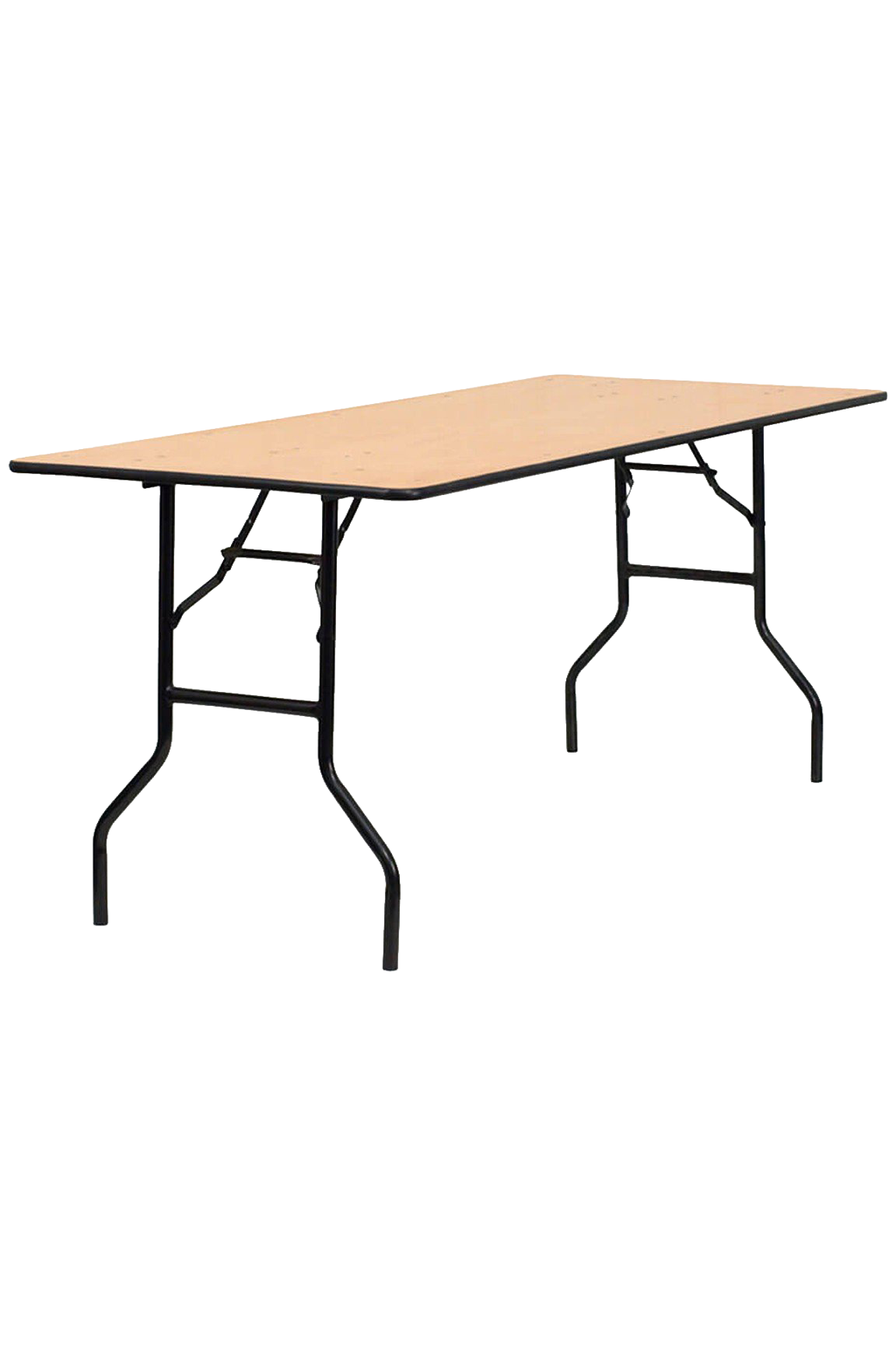 Table with a beige top and black metal legs