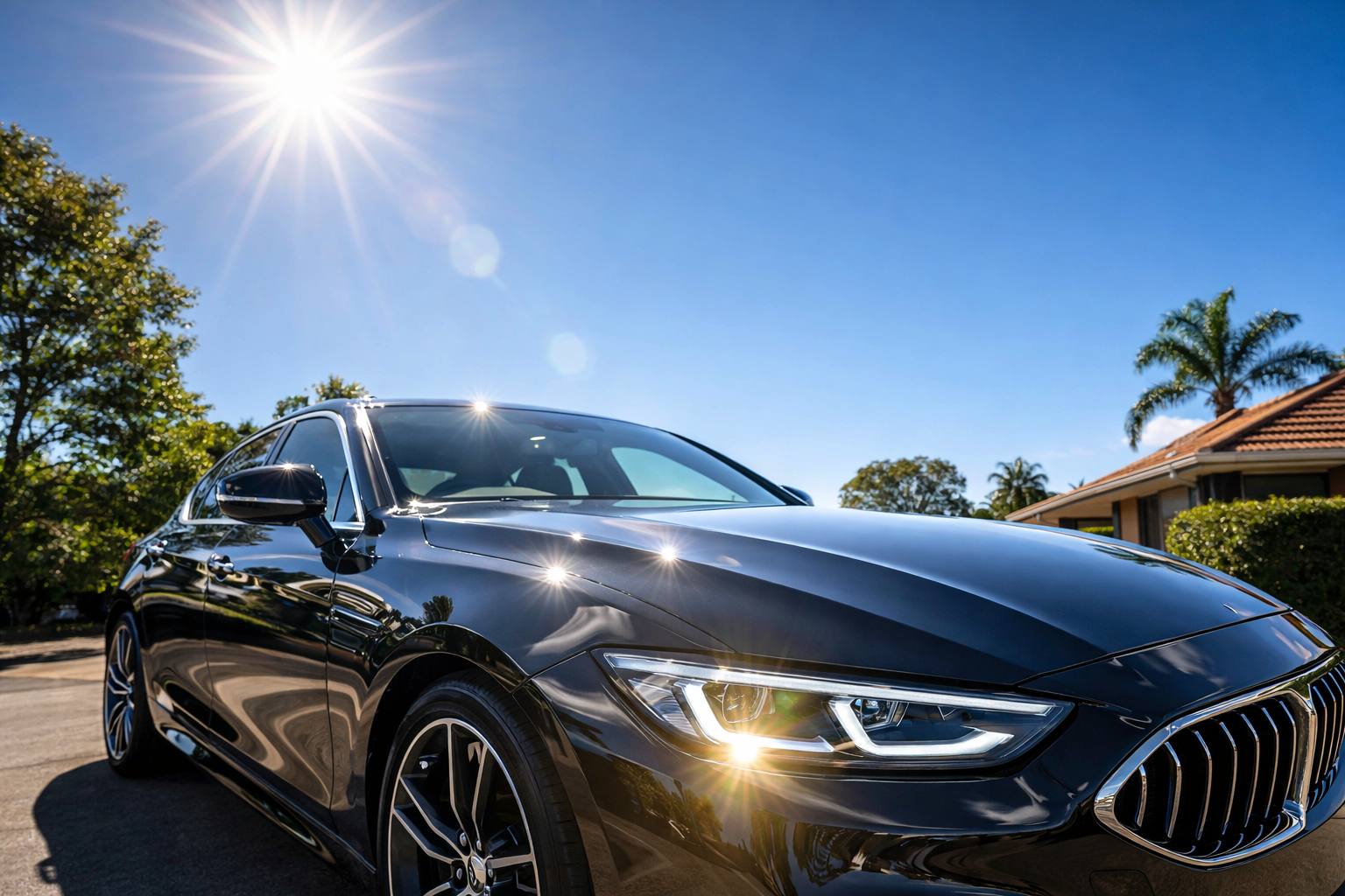 Ceramic coated car protected from harsh sun and UV damage.