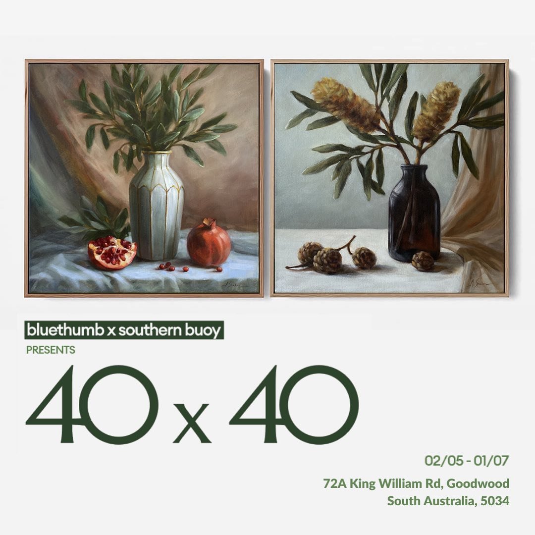 Opening tonight! 
BLUETHUMB &amp; SOUTHERN BUOY 40 x 40, a group show featuring 100 artworks by 50 Australian artists across two locations.

Each artwork crafted on 40cm x 40cm framed canvases by Southern Buoy, is priced under $1,000.

When: Thu, May