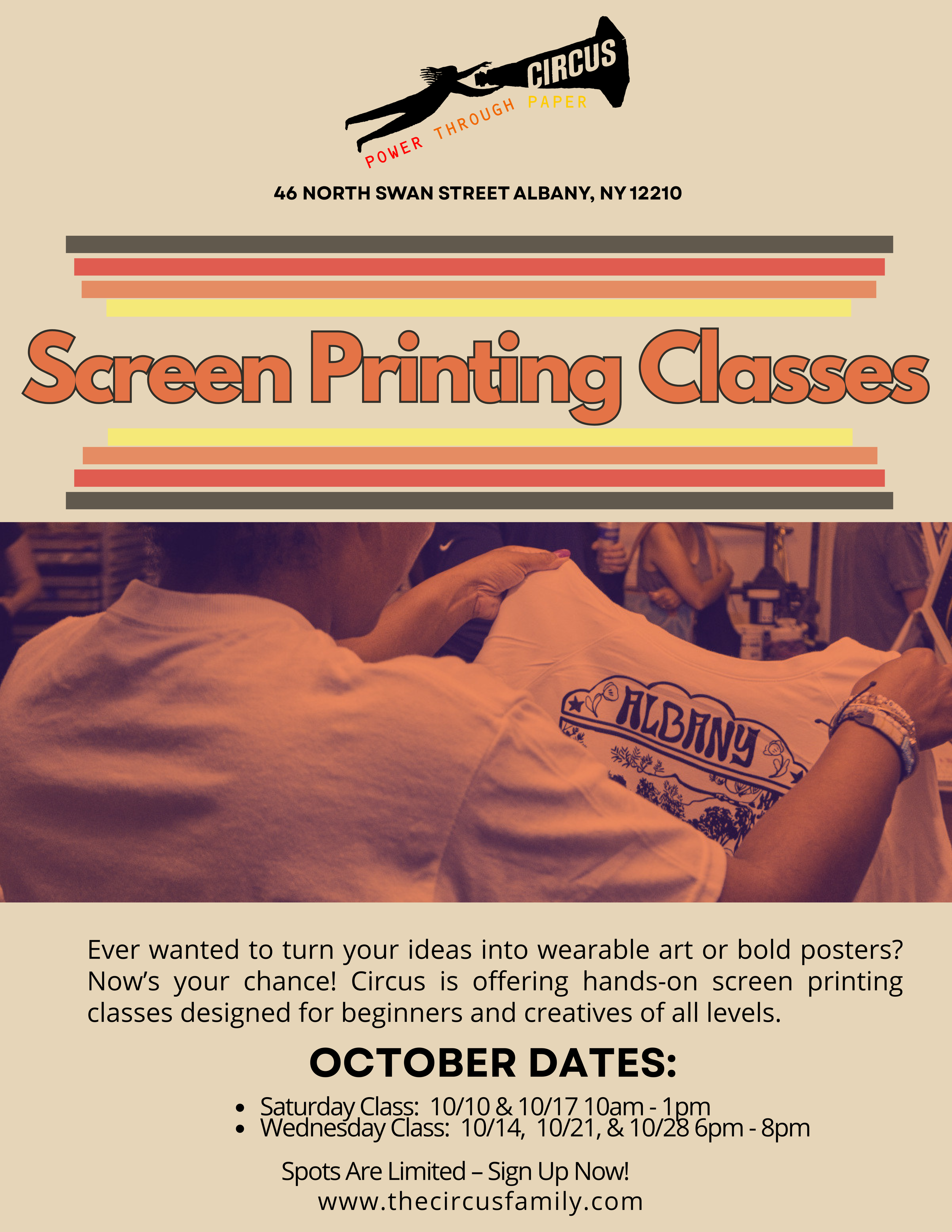 October Beginner Screen Printing Classes 