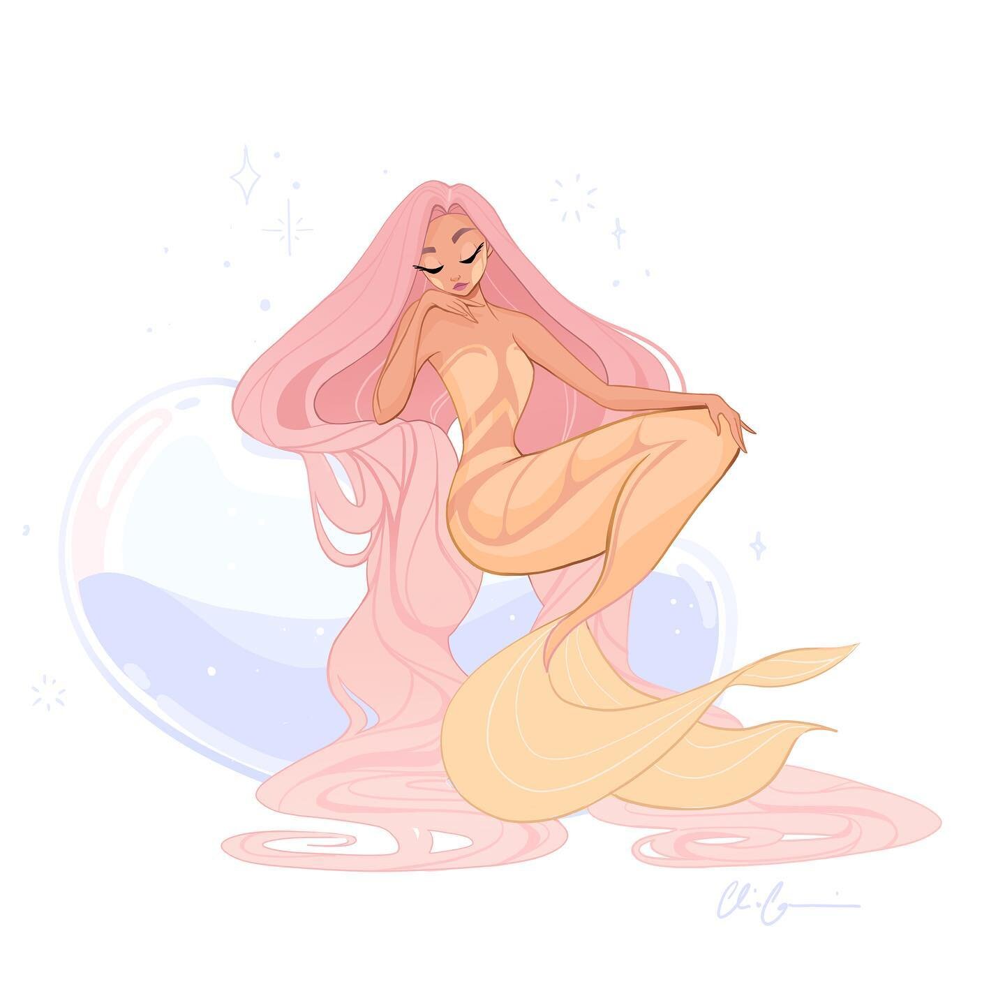 𝑀𝒾𝓃𝒾 𝒷𝓊𝒷𝒷𝓁𝑒 𝓂𝑒𝓇𝓂𝒾𝑒
&bull;
It&lsquo;s been a while since I drew a mermaid! So here&lsquo;s a little pastel mermaid sitting on a bubble. 💙
&bull;
You can see the timelapse video on the story! (Later highlight) Hope you like it! 😘✨
&bu