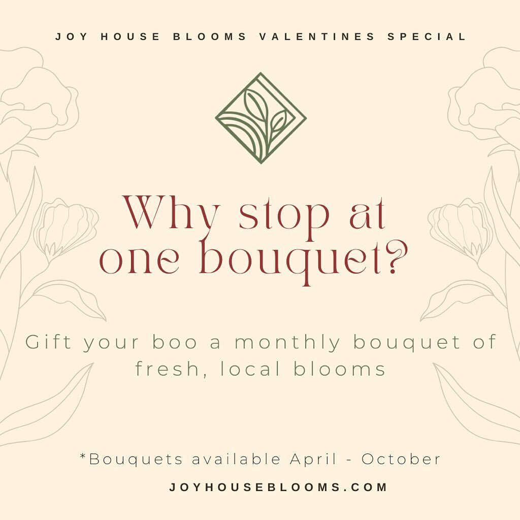 It&rsquo;s not too late! Share the love all year long by gifting your honey a bouquet each month 💐 

Go to www.joyhouseblooms.com/shop-bouquets (or follow the link in my bio!) to explore options. Afraid of commitment? Seasonal options available 😉 
