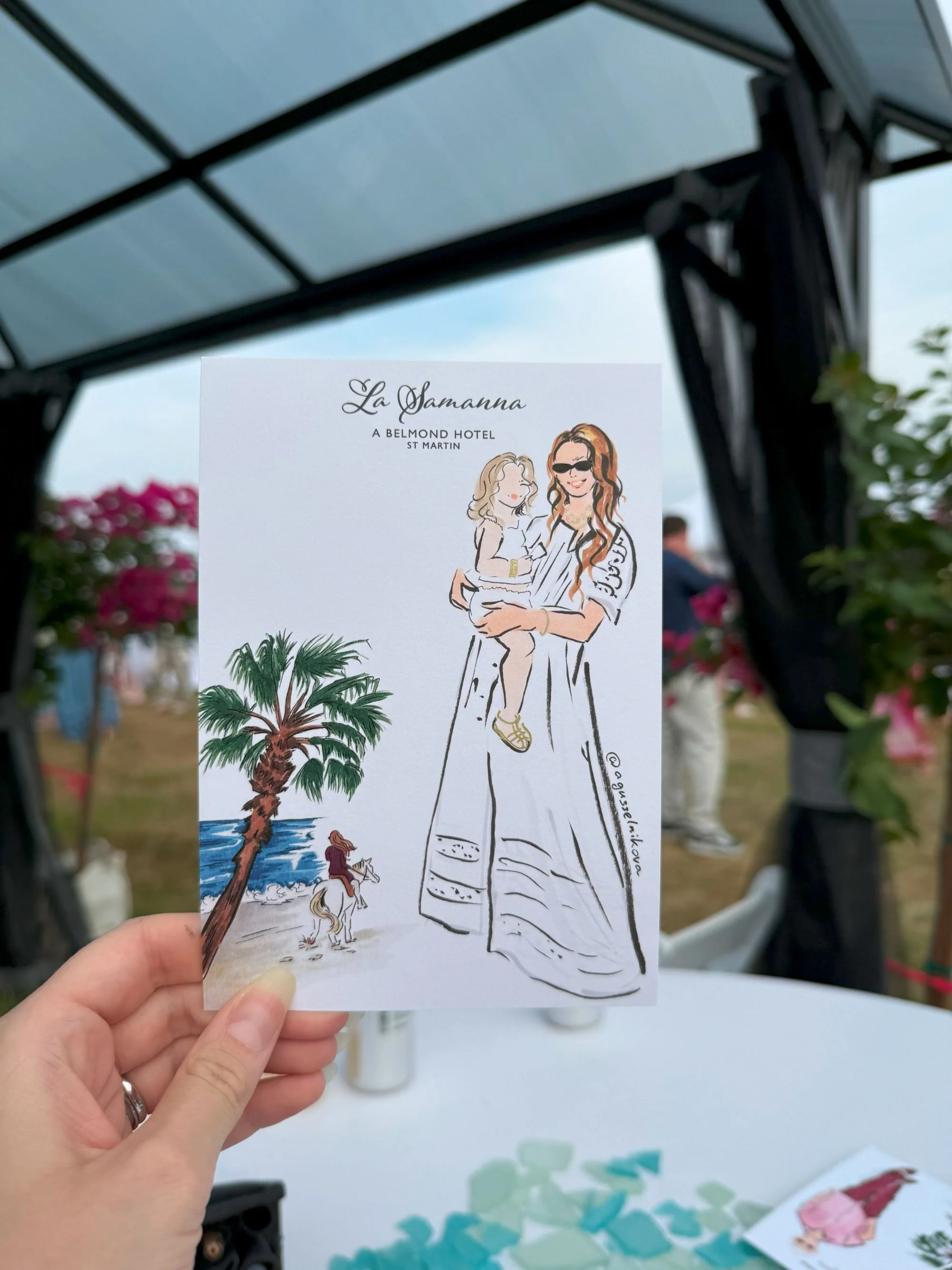 Mother & daughter live illustration