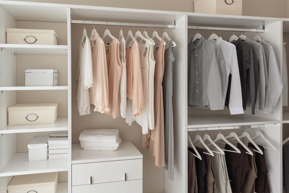 styled clothes in wardrobe